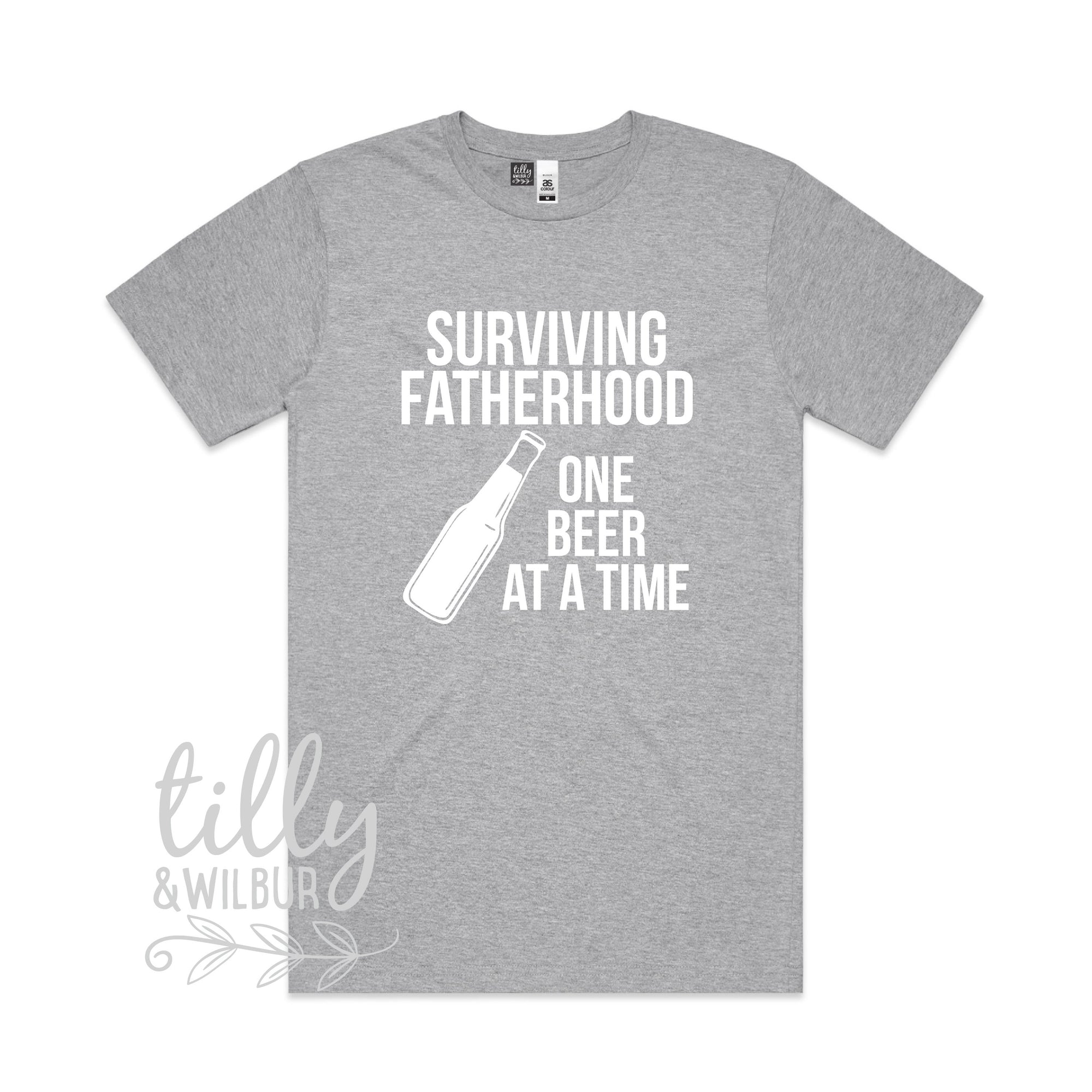 Surviving Fatherhood One Beer At A Time Men&#39;s T-Shirt, Father&#39;s Day T-Shirt, Father&#39;s Day Gift, First Father&#39;s Day, Funny Dad Gift, Dad Tee