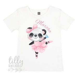 Personalised Ballerina T-Shirt For Girls, Panda Ballerina, Personalised Ballet T-Shirt, Ballet Gift, Ballerina Gift, Ballerina Birthday Gift