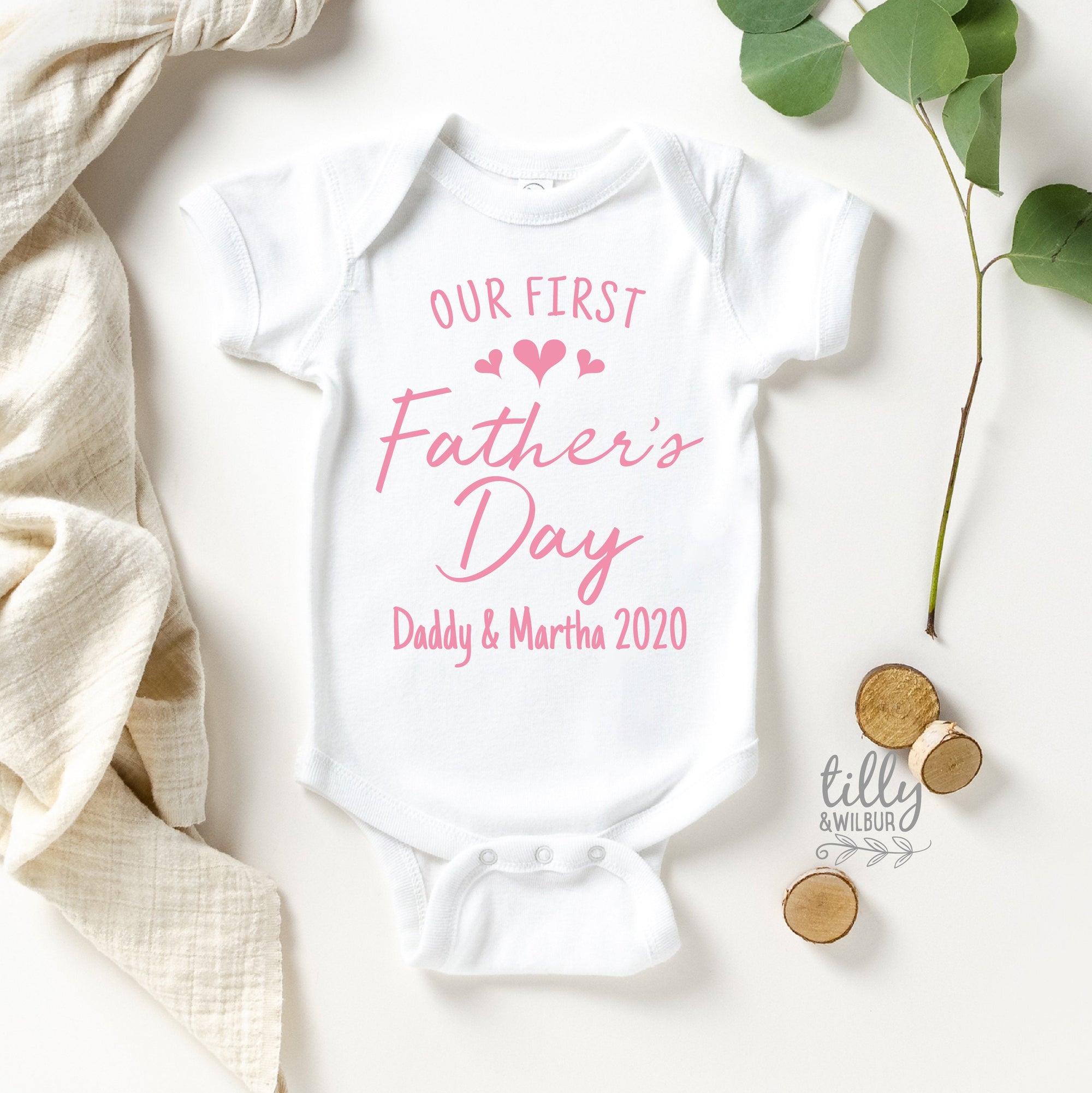 Our First Father&#39;s Day 2020 Baby Bodysuit With Names, I Love You Daddy Happy 1st Father&#39;s Day, Fathers Day Baby, First Fathers Day Baby Gift