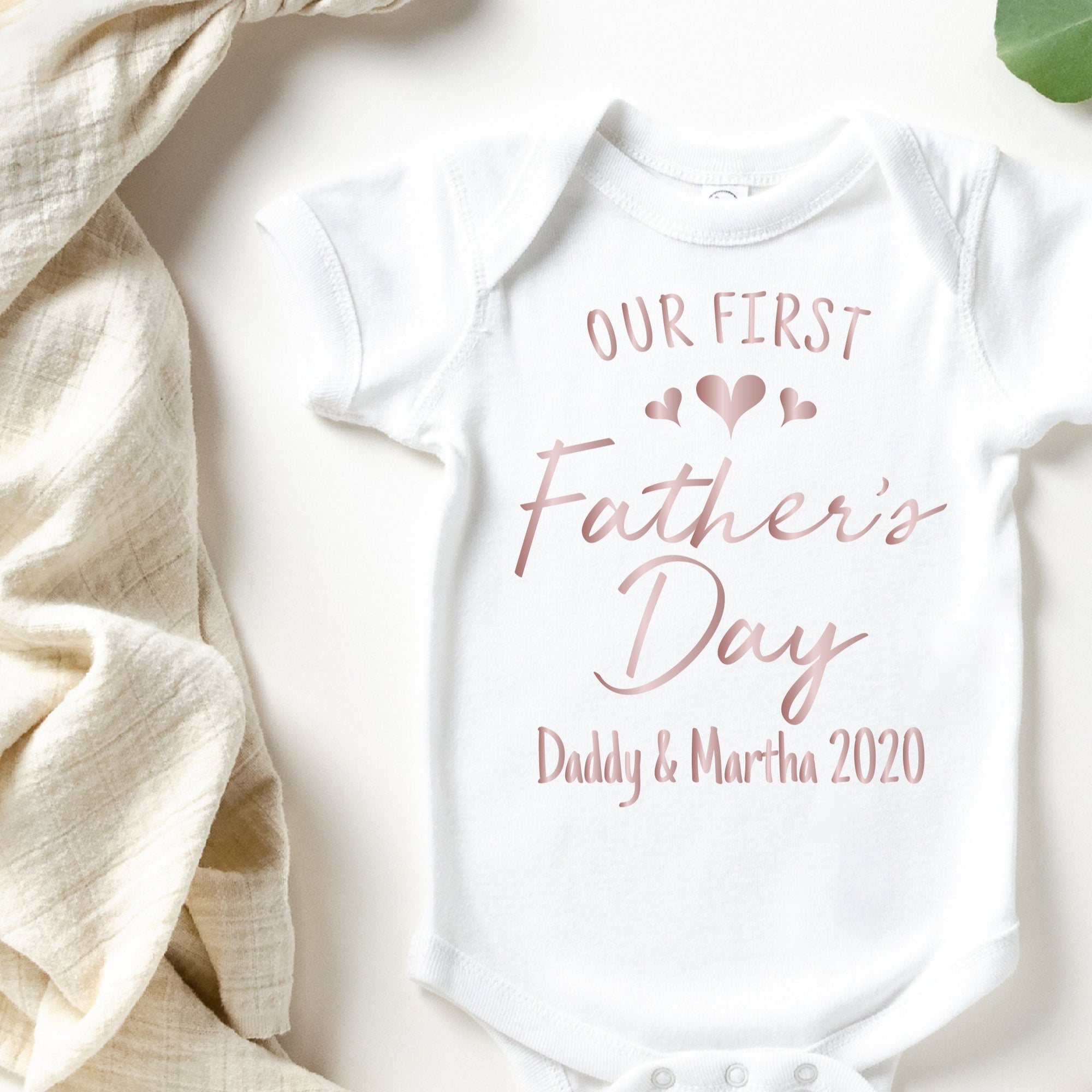 Our First Father&#39;s Day 2020 Baby Bodysuit With Names, I Love You Daddy Happy 1st Father&#39;s Day, Fathers Day Baby, First Fathers Day Baby Gift