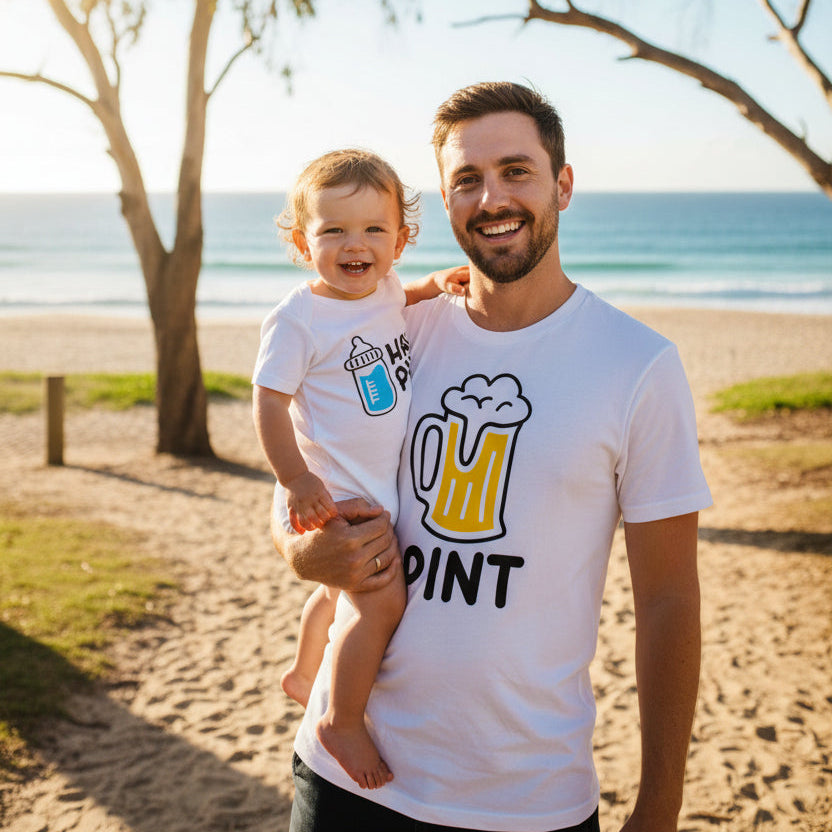 Pint Half Pint Father Son Matching Shirts, Matching Dad And Baby, Matching Daddy Daughter, Father's Day Gift, Newborn New Dad Gift, Drinking