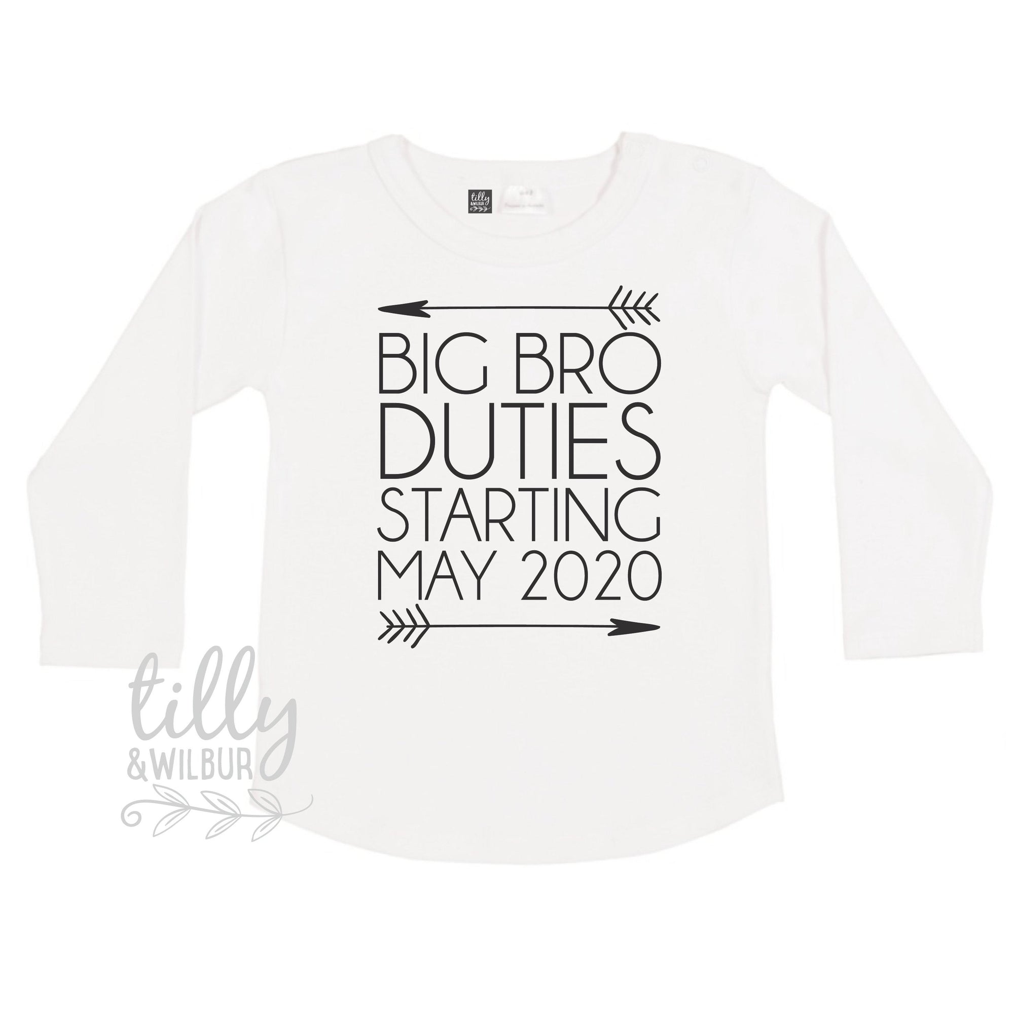 Big Brother Duties Starting On Due Date, Personalised Pregnancy Announcement Tee, Brother Gift, Promoted To Big Brother, Big Brother T-Shirt