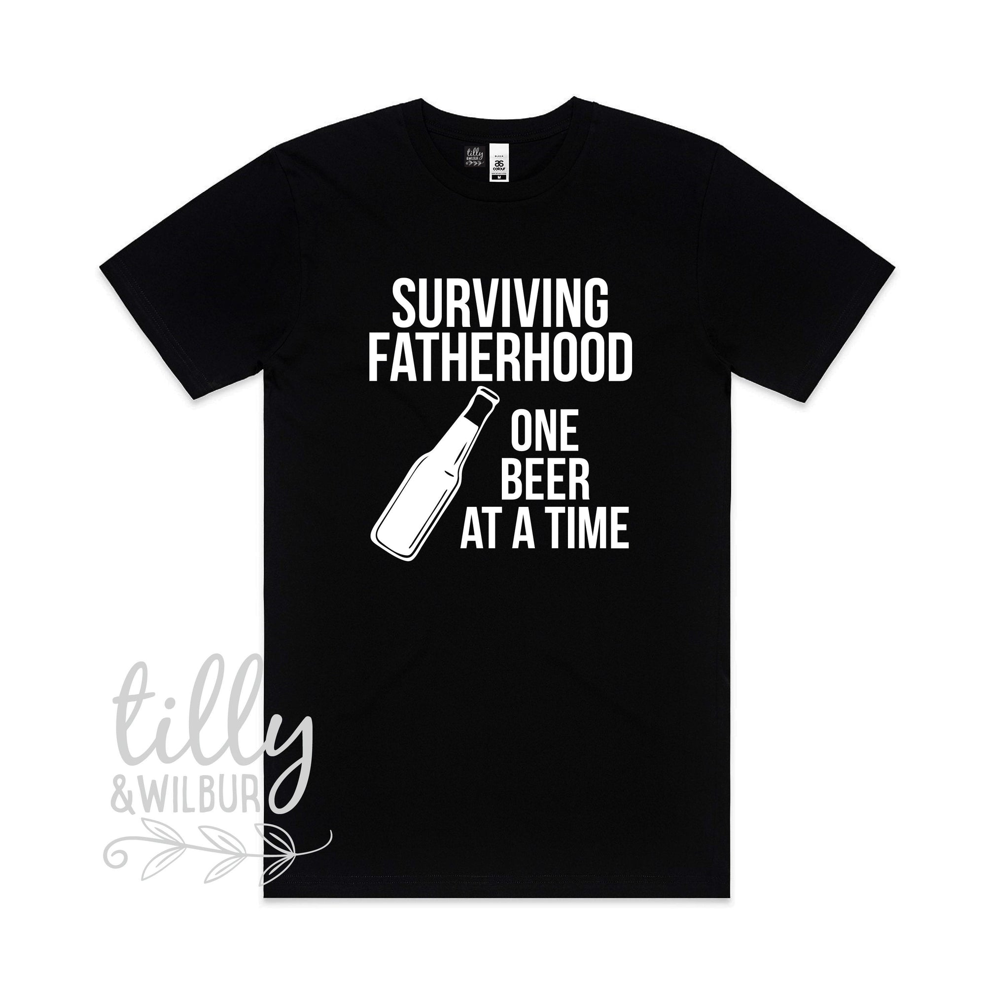 Surviving Fatherhood One Beer At A Time Men&#39;s T-Shirt, Father&#39;s Day T-Shirt, Father&#39;s Day Gift, First Father&#39;s Day, Funny Dad Gift, Dad Tee