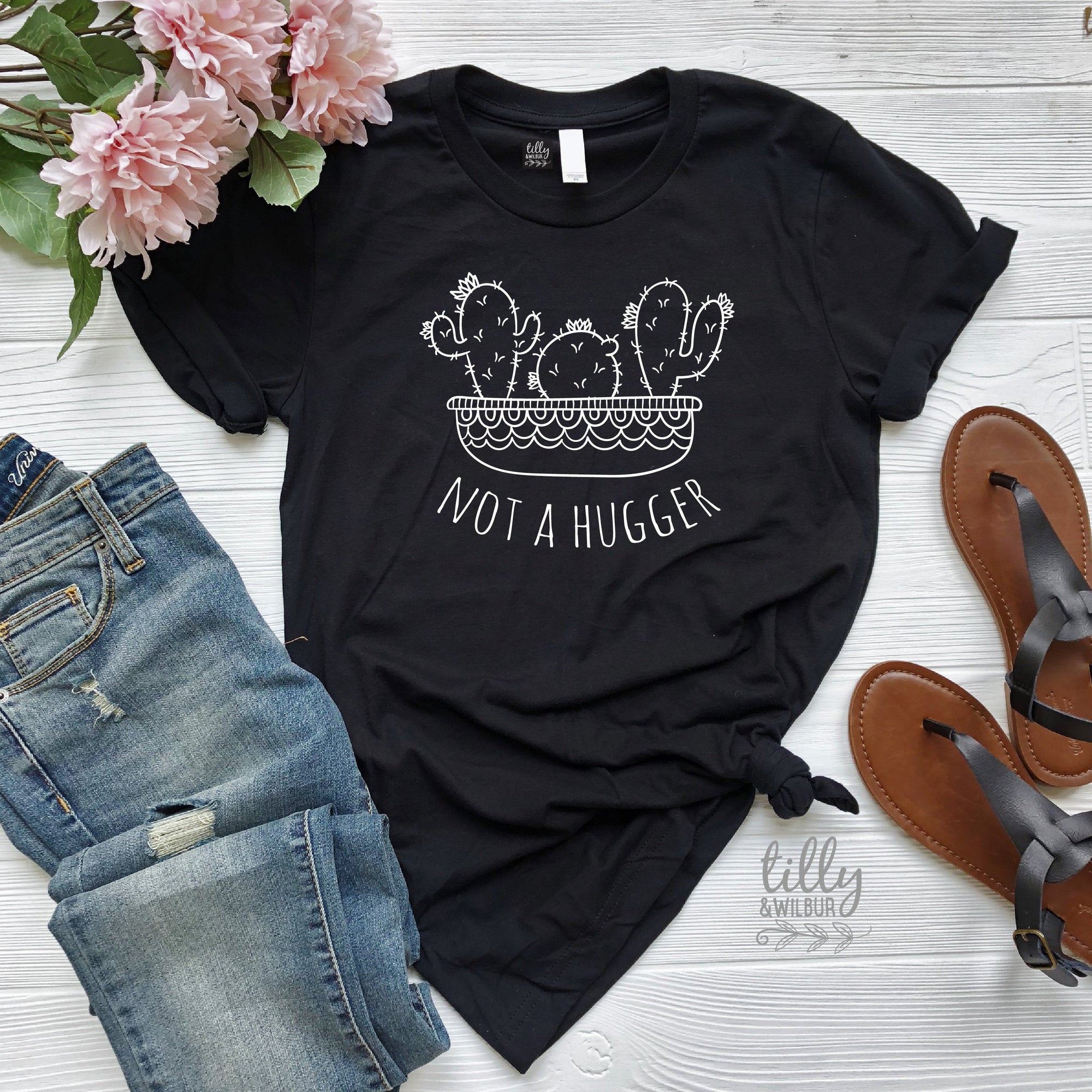 Not A Hugger Women&#39;s T-Shirt, Hugs T-Shirt, Mother&#39;s Day, Cactus T-Shirt, Gift For Her, Female Birthday, Hugging Shirt Gift, Hug T-Shirt