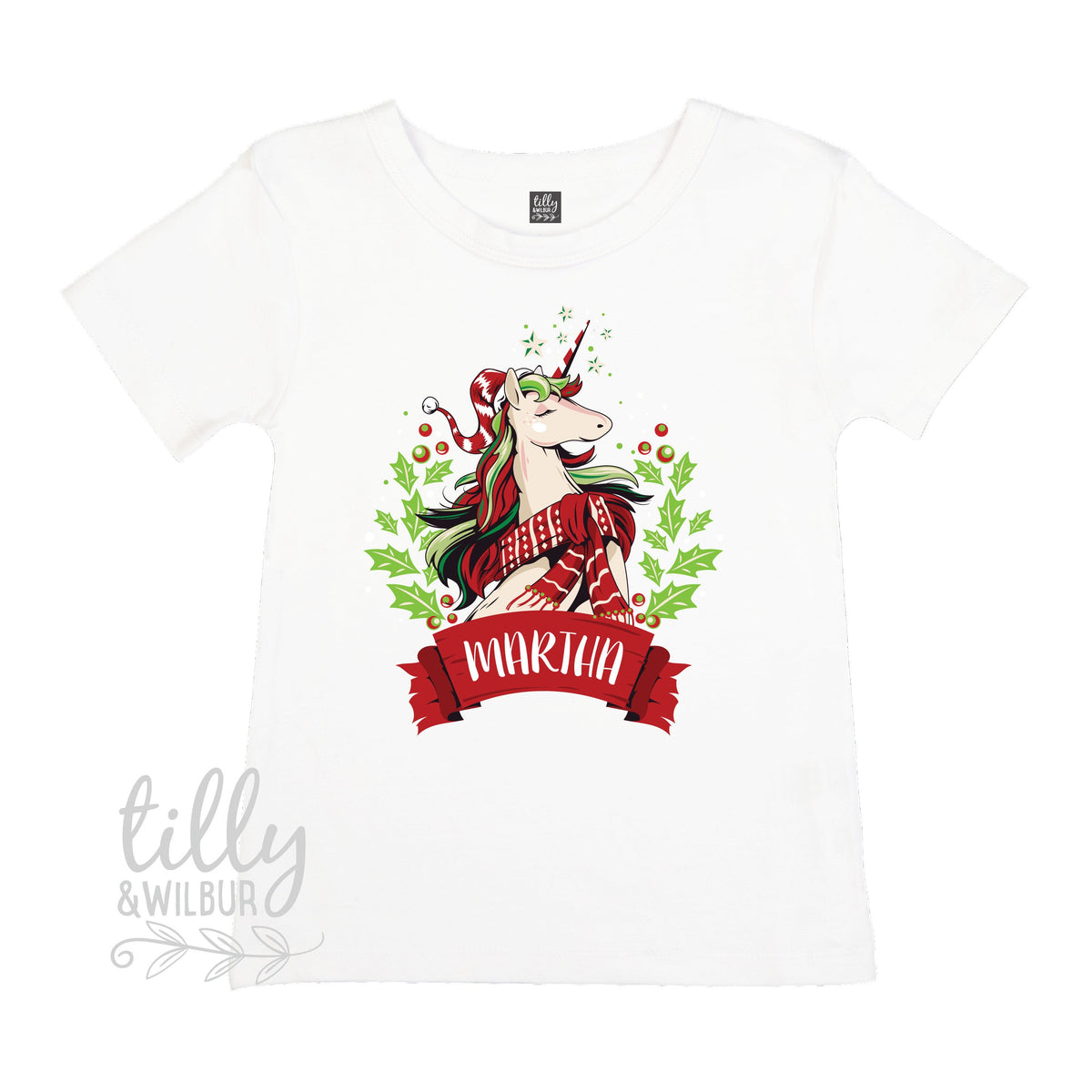 Unicorn Christmas T-Shirt For Girls, Unicorn T-Shirt For Girls, Personalised Girls Unicorn T-Shirt, Personalised Christmas Gift For Girls