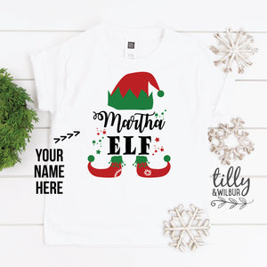Christmas Elf T-Shirt For Girls, Personalised Girls Elf T-Shirt, Girls Christmas Gift, Matching Elf T-Shirts, Personalised Girls Xmas Gift