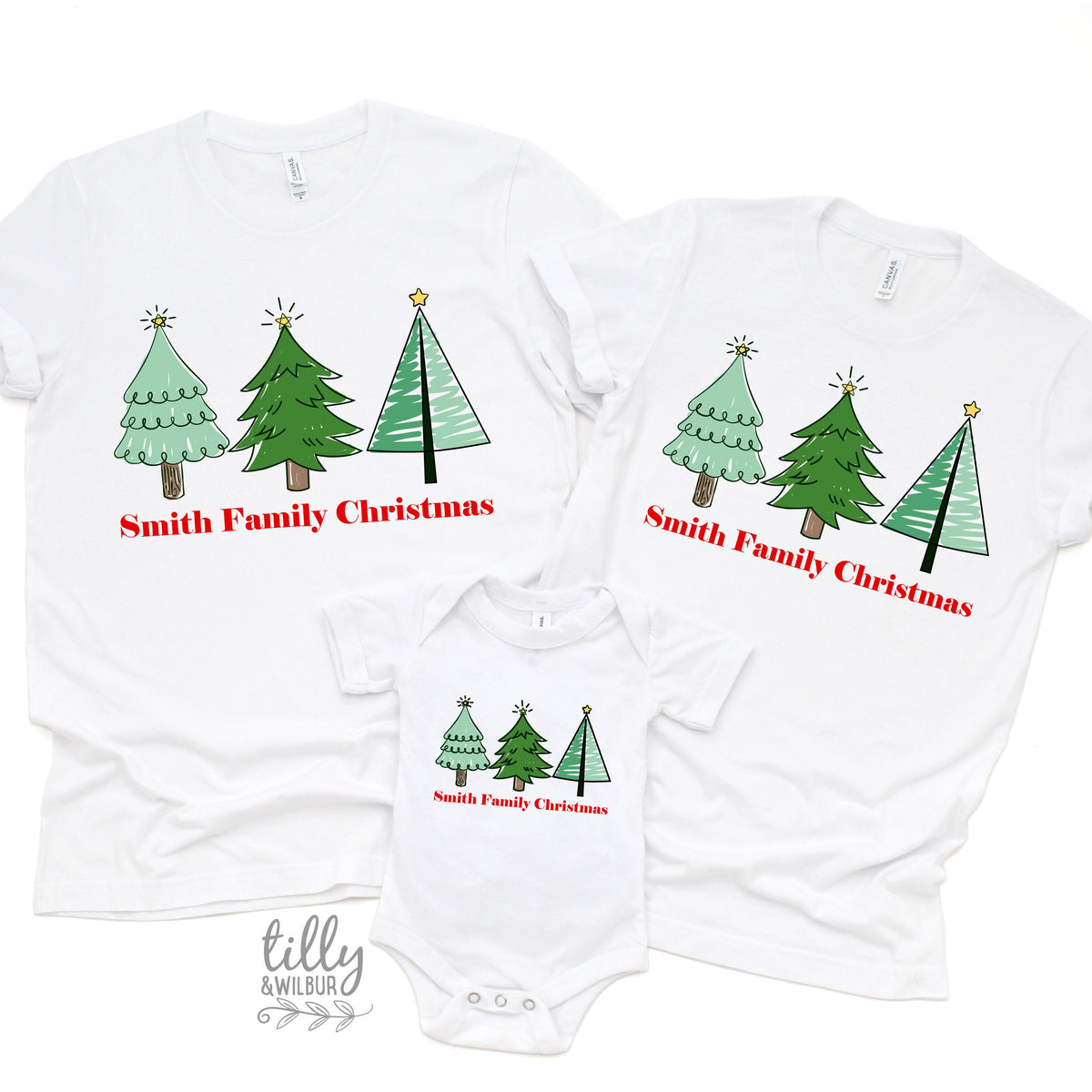 Personalised Family Christmas Matching T-Shirts, Matching Christmas Shirts, Matching Christmas Tree T-Shirts, Matching Christmas Family Tees