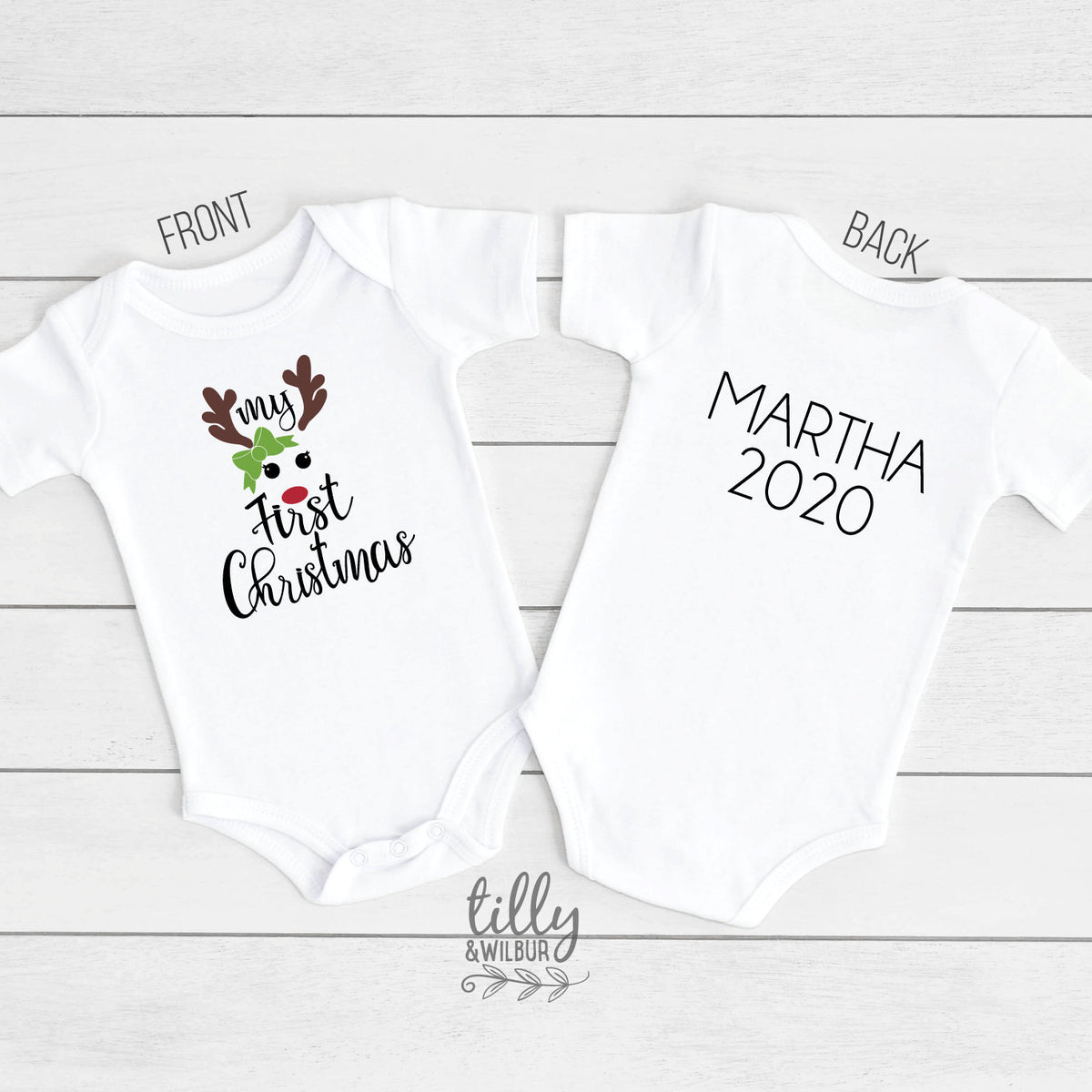 My 1st Christmas Bodysuit, My First Christmas Bodysuit, Personalised 1st Christmas Romper, Personalised New Baby&amp;#39;s First Christmas, Newborn