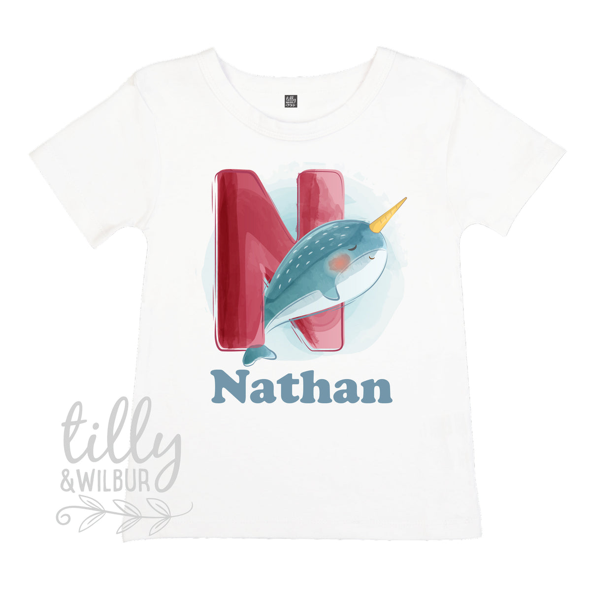 N Is For Narwhal Personalised T-Shirt For Boys, Personalised Gift For Boys, Personalised T-Shirt, Personalised Birthday Gift, Boys T-Shirt
