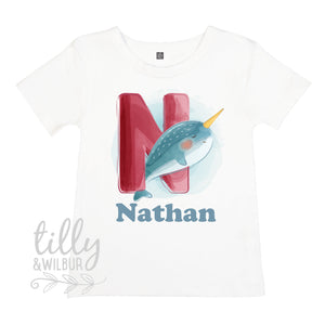 N Is For Narwhal Personalised T-Shirt For Boys, Personalised Gift For Boys, Personalised T-Shirt, Personalised Birthday Gift, Boys T-Shirt