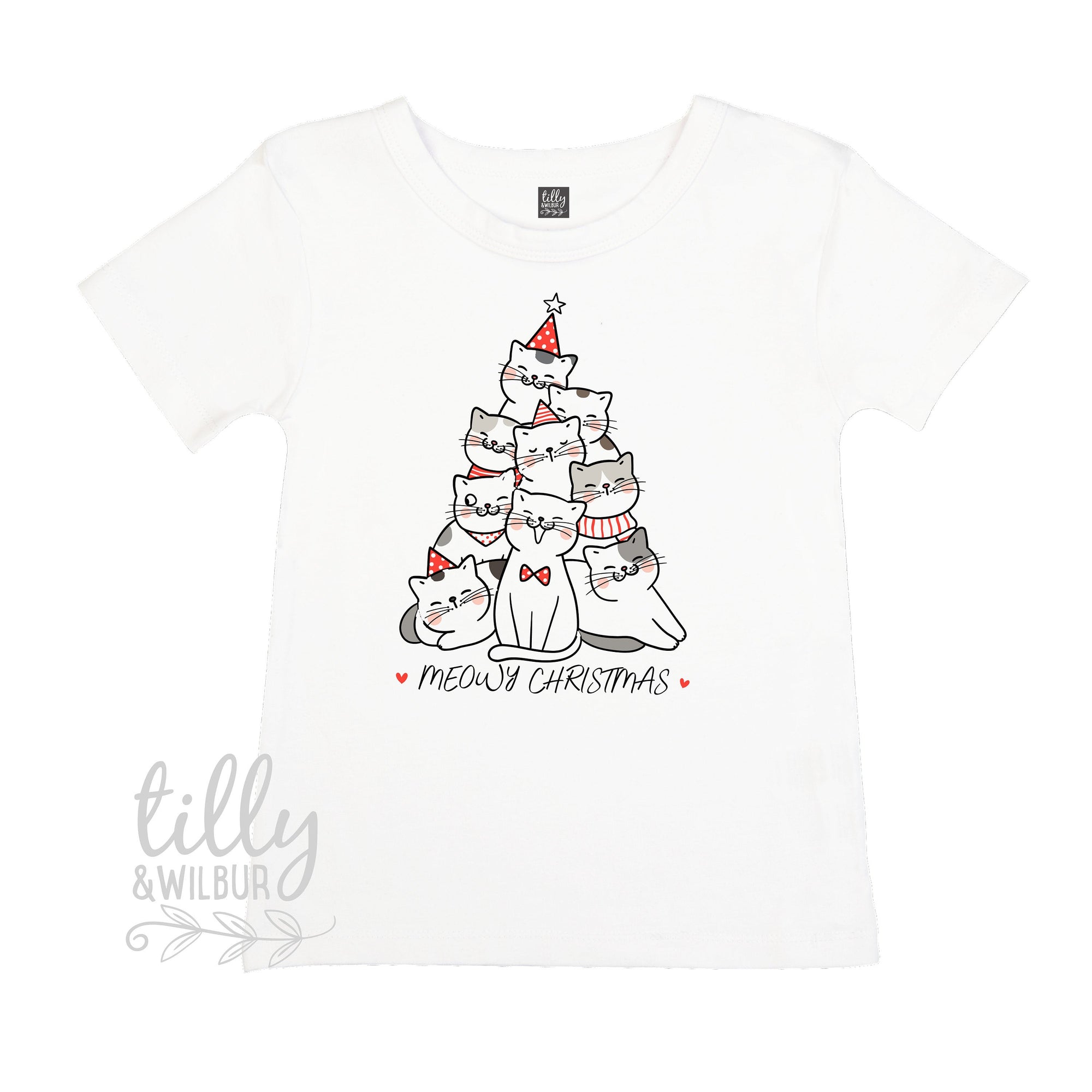 Meowy Christmas T-Shirt, Cat T-Shirt, Christmas Cat T-Shirt. Cat Christmas T-Shirt, Kid&#39;s Cat T-Shirt, Cat Lovers T-Shirt, Cat Lovers Gift