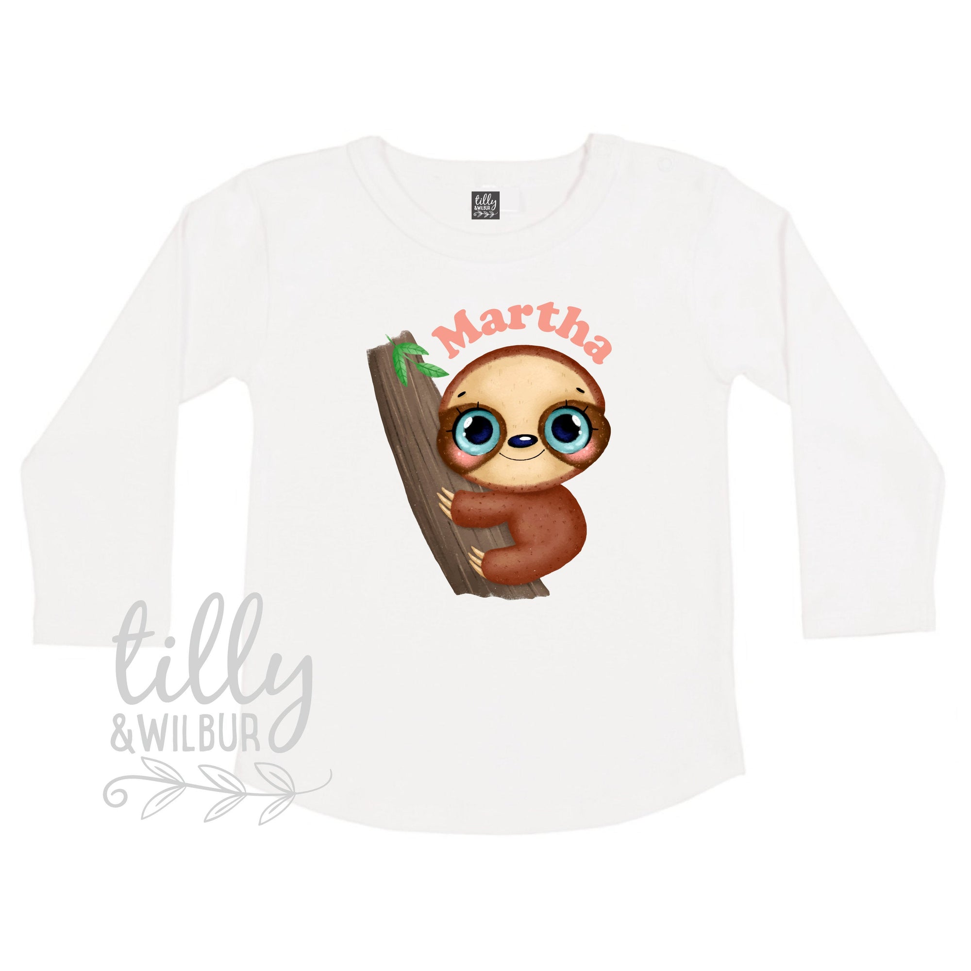 Personalised Sloth T-Shirt For Girls, Personalised Sloth T-Shirt For Girls, Baby Sloth, Gifts For Girls, Girls Birthday, Girls Christmas Tee