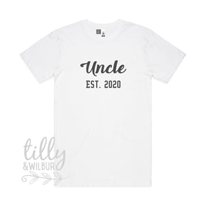 Uncle Est. T-Shirt, Personalised Pregnancy Announcement Shirt, I&#39;m Going To Be An Uncle, Baby Shower Gift, Men&#39;s Clothing, Niece Nephew Gift
