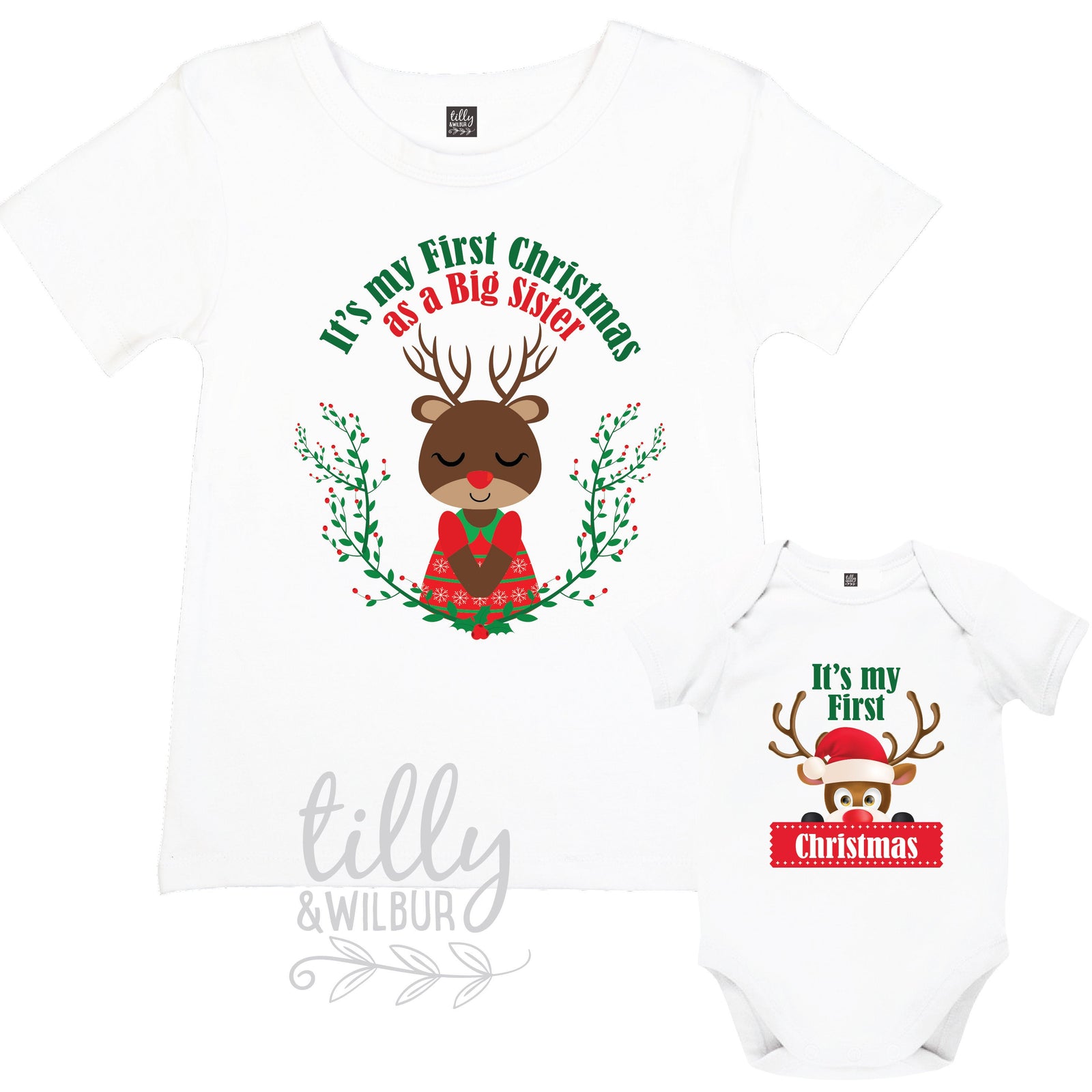 It's My First Christmas As A Big Sister T-Shirt, 1st Christmas As A Big Sister Tee, Baby Brother Christmas Gift, Brother Christmas Bodysuit