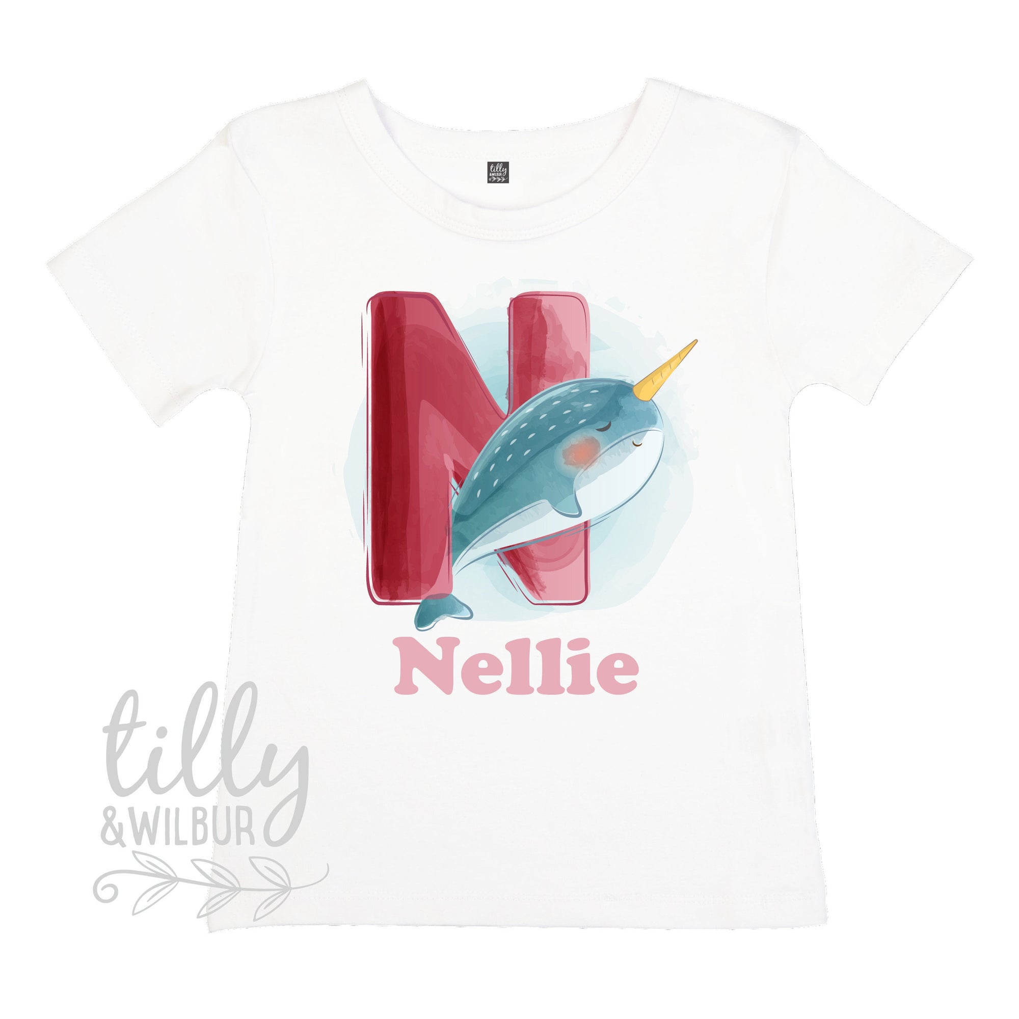 N Is For Narwhal Personalised T-Shirt For Girls, Personalised Gift For Girls, Personalised T-Shirt, Personalised Birthday Gift, Girls Tee