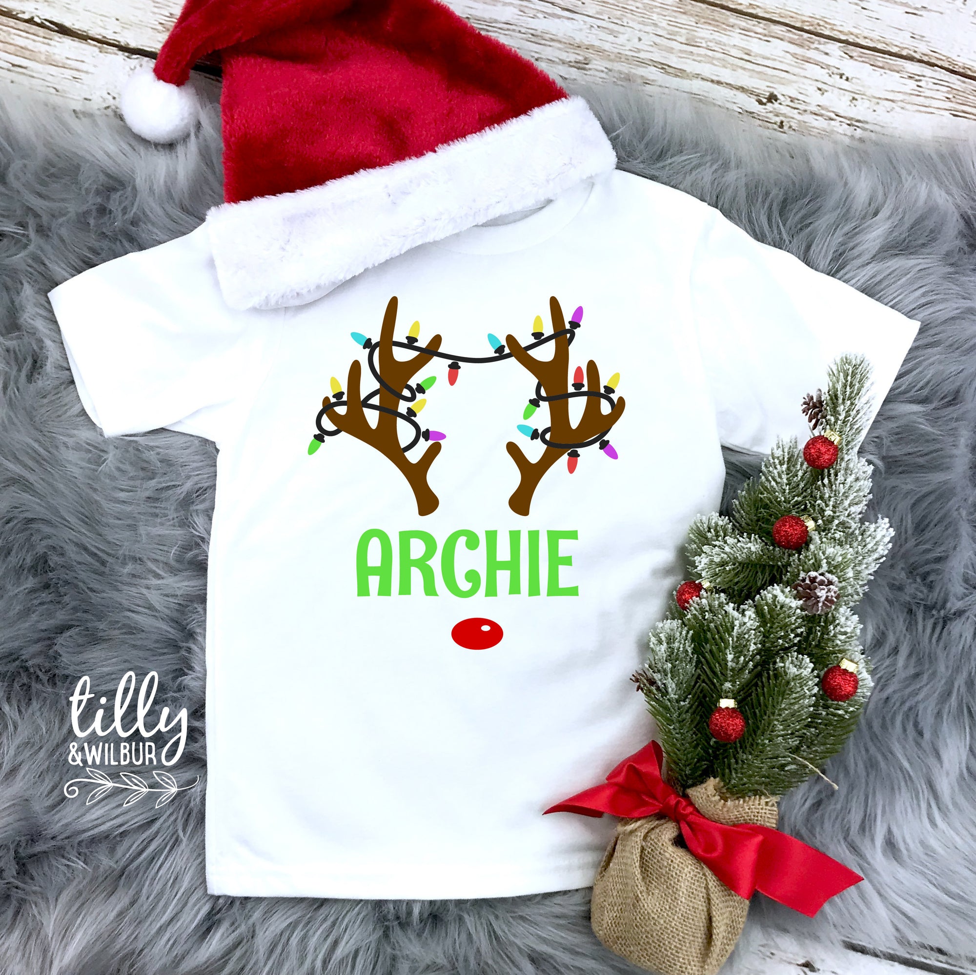 Personalised Christmas Rudolph The Red Nosed Reindeer T-Shirt For Boys, Personalised Boy&#39;s Christmas T-Shirt, Boy&#39;s Christmas Gift, Xmas Tee