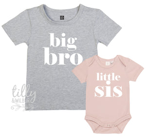 Big Bro Little Sis Set, Matching Sister Brother Outfits, Matchy Matchy Sibling T-Shirts, Big Sister Shirt, Little Brother Bodysuit, Newborn