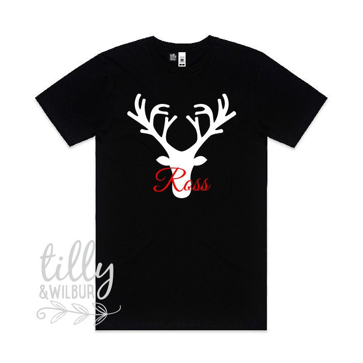 Personalised Reindeer Men's T-Shirt, Xmas Reindeer T-Shirt For Men, Reindeer Christmas Gift, Christmas T-Shirt Gift, Xmas Gifts For Him