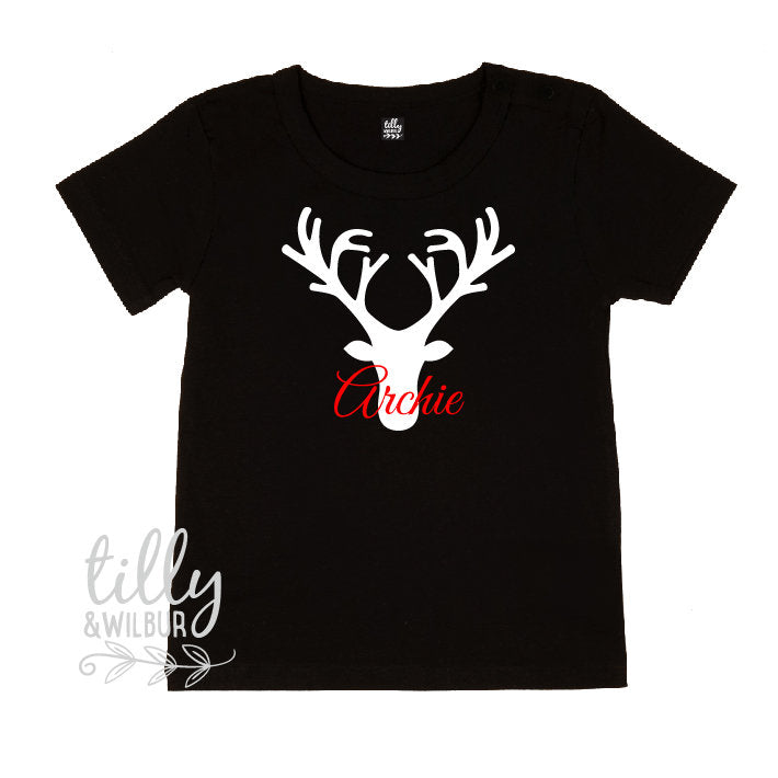 Personalised Reindeer Kids Unisex T-Shirt, Xmas Reindeer T-Shirt For Kids, Reindeer Christmas Gift, Christmas T-Shirt Gift, Xmas Gifts