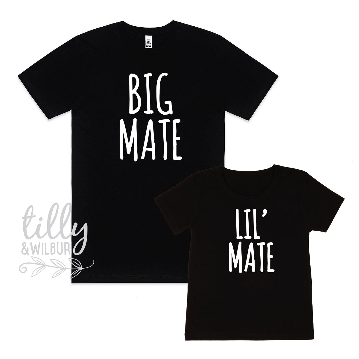 Big Mate Lil&amp;#39; Mate Matching T-Shirts, Father And Son Set, Big Bro, Little Bro Siblings, Cousins, Grandfather And Grandson, Uncle And Nephew,
