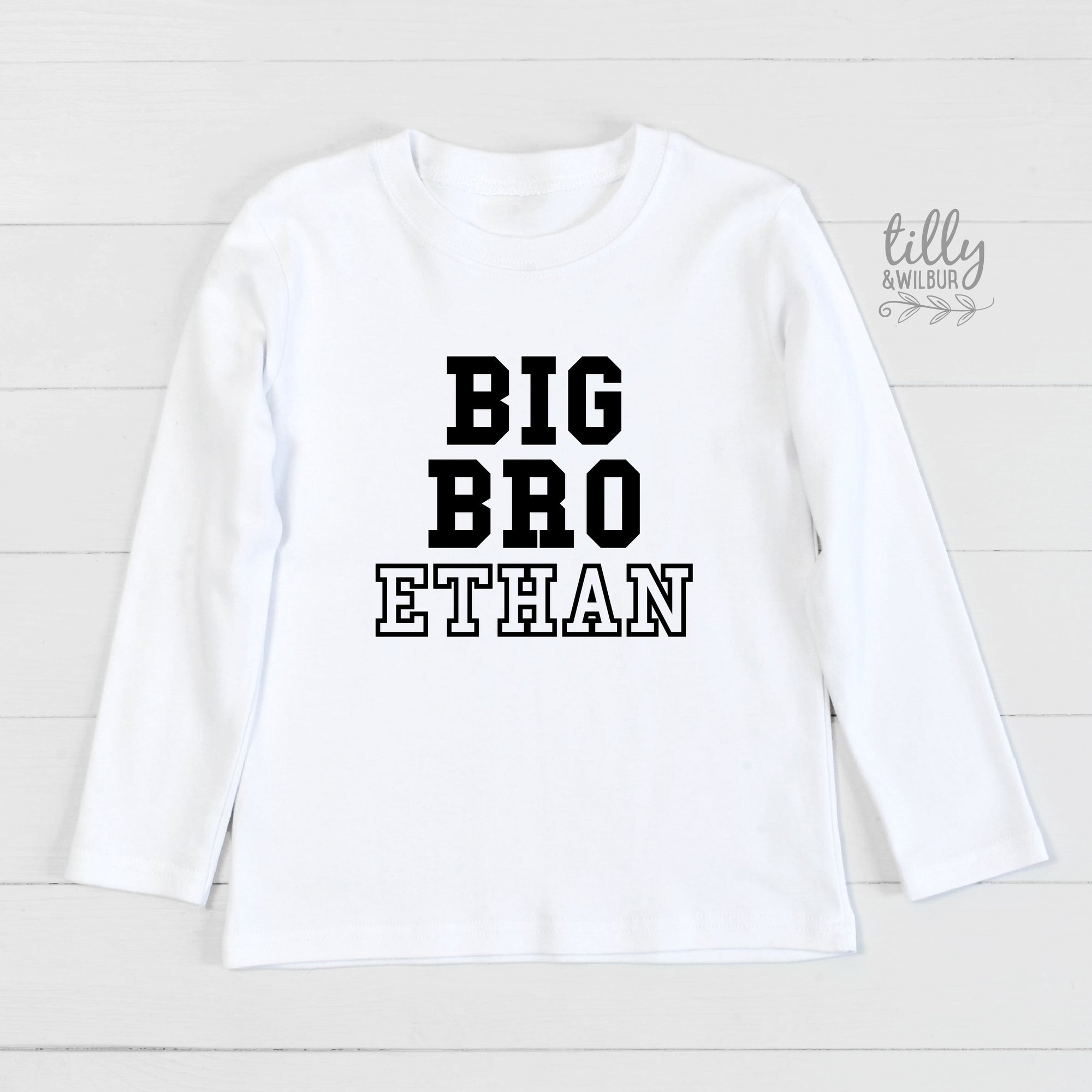 Big Bro Personalised Long Sleeve T-Shirt, Big Brother T-Shirt, Future Big Brother, Big Brother Announcement Gift, Pregnancy Announcement