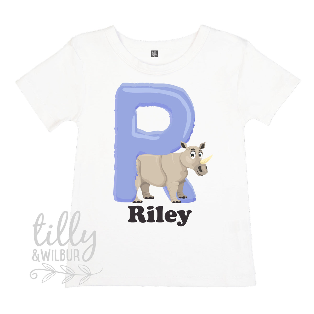R Is For Rhino Personalised T-Shirt For Boys, Personalised Gift For Boys, Personalised T-Shirt, Personalised Birthday Gift, Rhinoceros Tee
