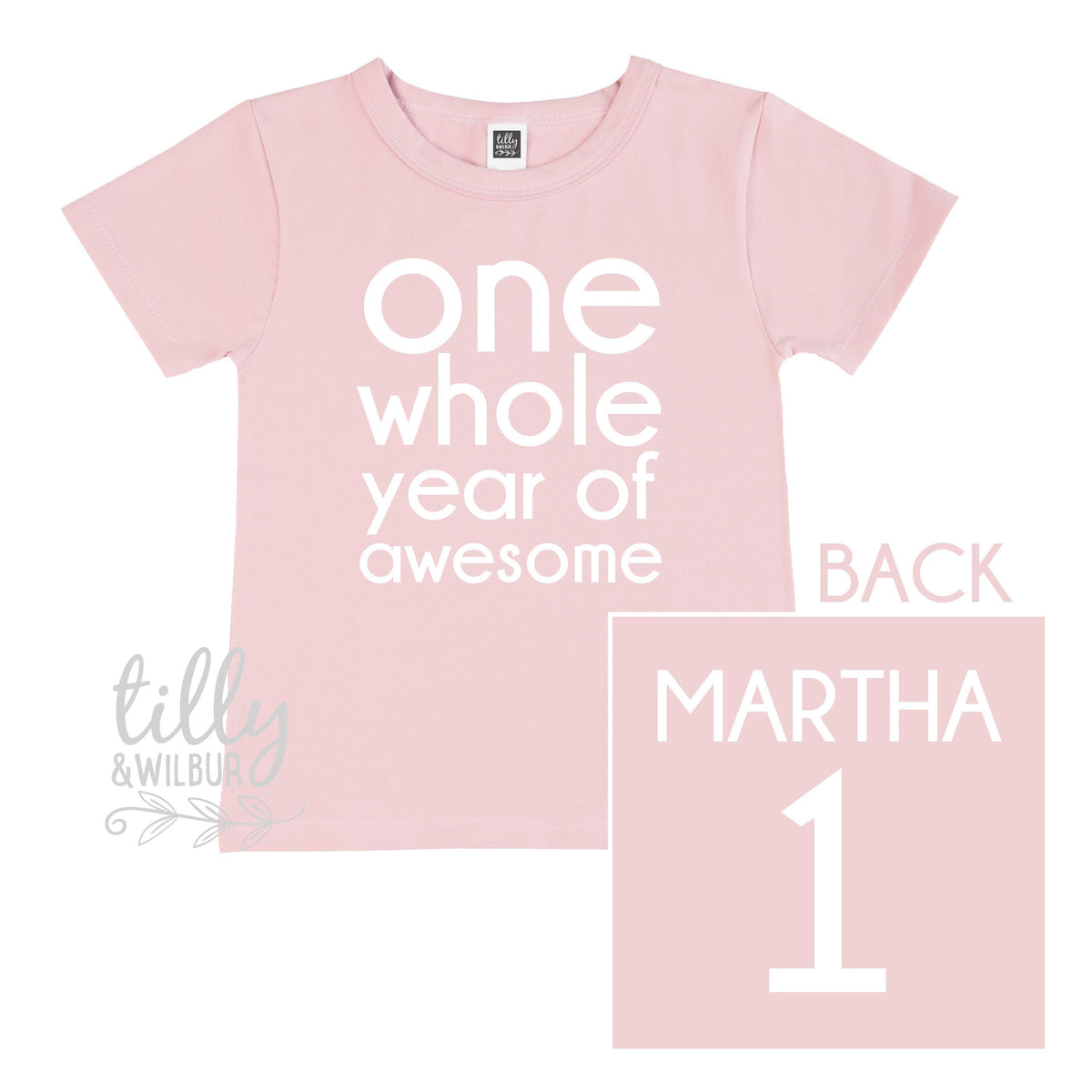 One Whole Year Of Awesome Girls 1st Birthday T-Shirt, 1st Birthday Gift, First Birthday Tee, Personalised Name On Back Of Shirt, Cake Smash