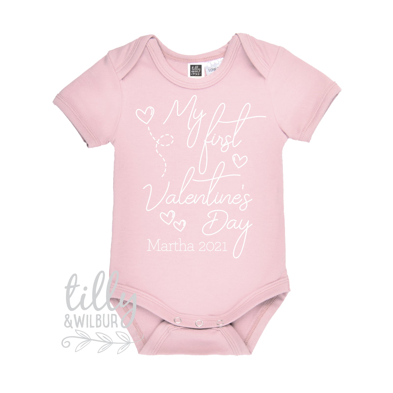 Personalised My First Valentine's Day Baby Bodysuit, Add the Name and Year!