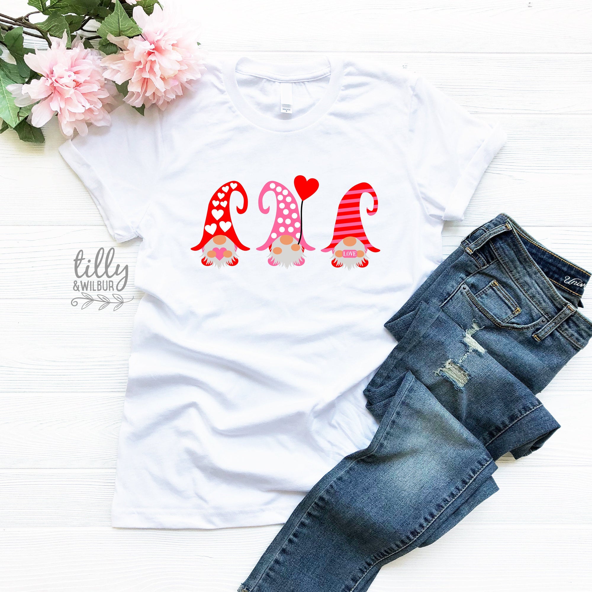 Gnome T-Shirt For Women, Gnomes Valentine&#39;s Day T-Shirt, Wife Gift, Girlfriend Gift, Valentine&#39;s Day T-Shirt, Valentine&#39;s Day Gift, Cute