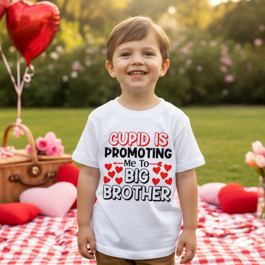 Cupid Is Promoting Me To Big Brother Pregnancy Announcement T-Shirt, Valentine's Day Announcement T-Shirt, Valentine's Day Brother Gift