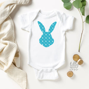 Patterned Easter Bunny Baby Bodysuit For Boys, First Easter One-Piece, Newborn Easter Gift, 1st Easter, Baby&#39;s 1st Easter, Bunny Rabbit Gift