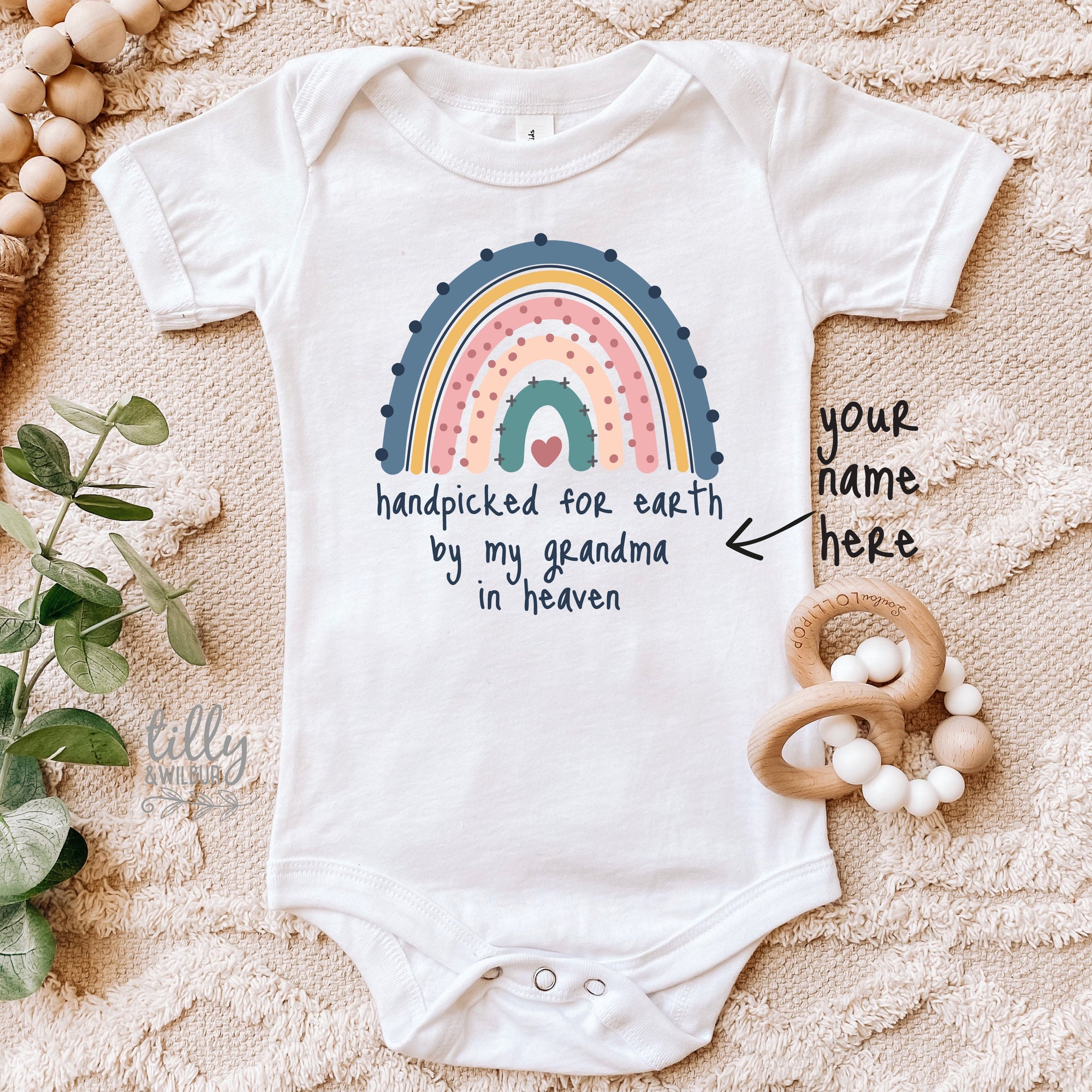Handpicked For Earth Personalised Baby Bodysuit, Rainbow Baby Bodysuit, Custom Baby Gift, Rainbow Baby Gift, Personalised Newborn Gift
