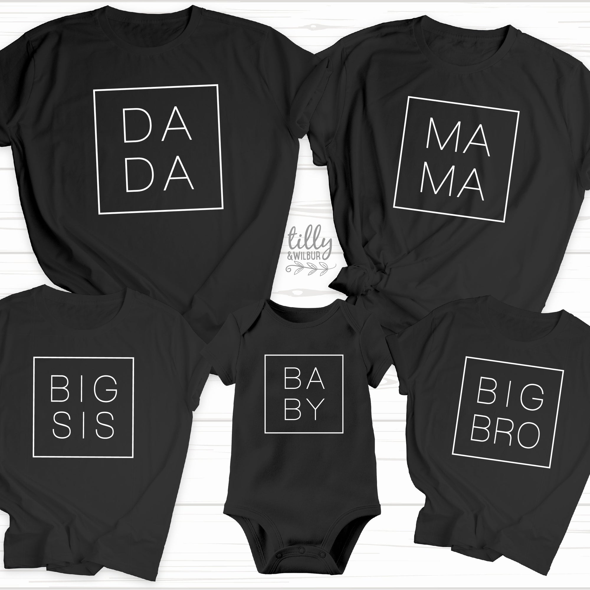 Mama Dada Big Brother Big Sister Baby T-Shirts, Matching Family Shirts, Pregnancy Announcement, Mother&#39;s Day, Father&#39;s Day, Baby Reveal Gift