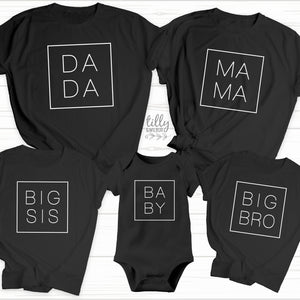 Mama Dada Big Brother Big Sister Baby T-Shirts, Matching Family Shirts, Pregnancy Announcement, Mother&#39;s Day, Father&#39;s Day, Baby Reveal Gift
