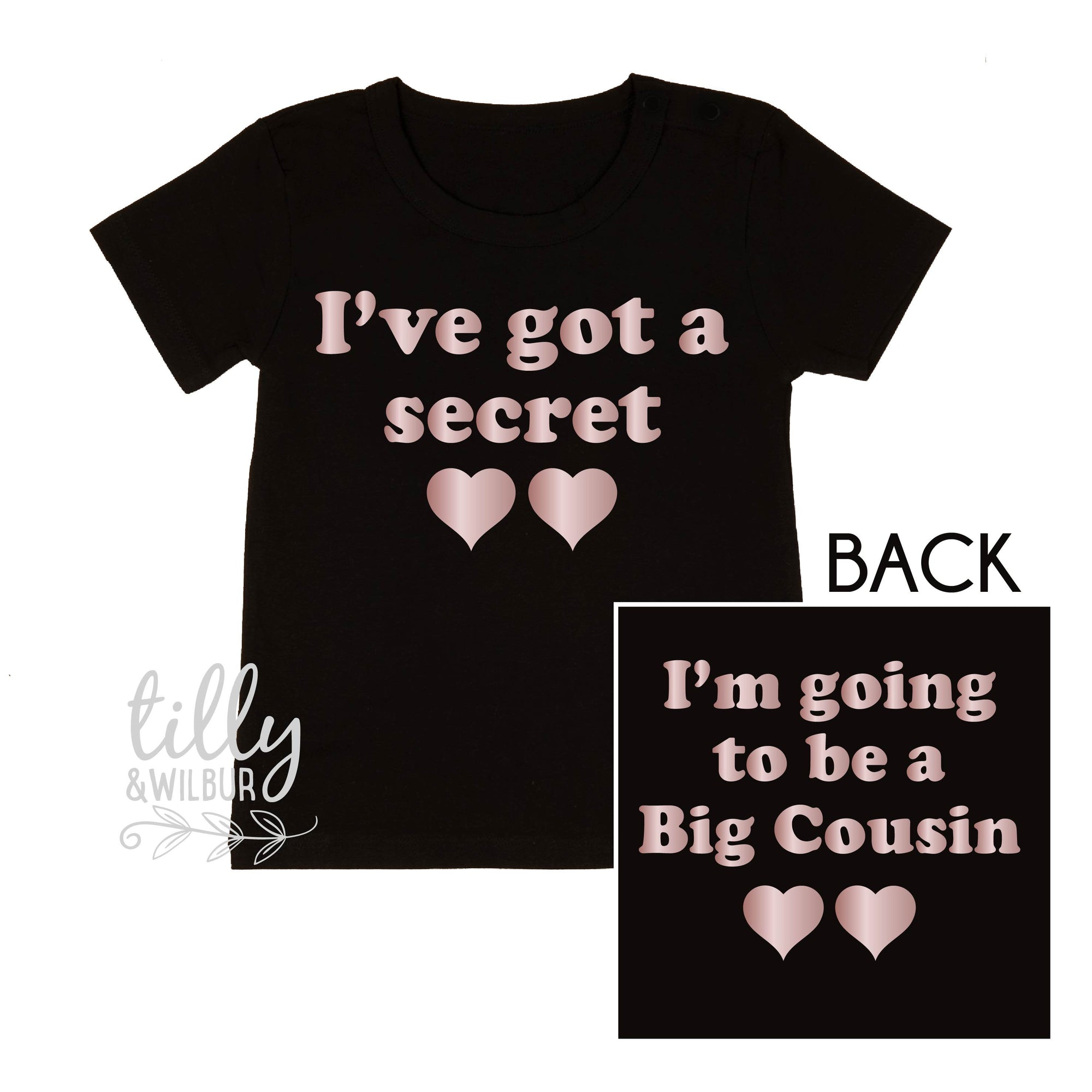 I&#39;ve Got A Secret, I&#39;m Going To Be A Big Cousin T-Shirt for Girls, Front And Back Design, Big Cousin Shirt, Pregnancy Announcement, Big Cuz