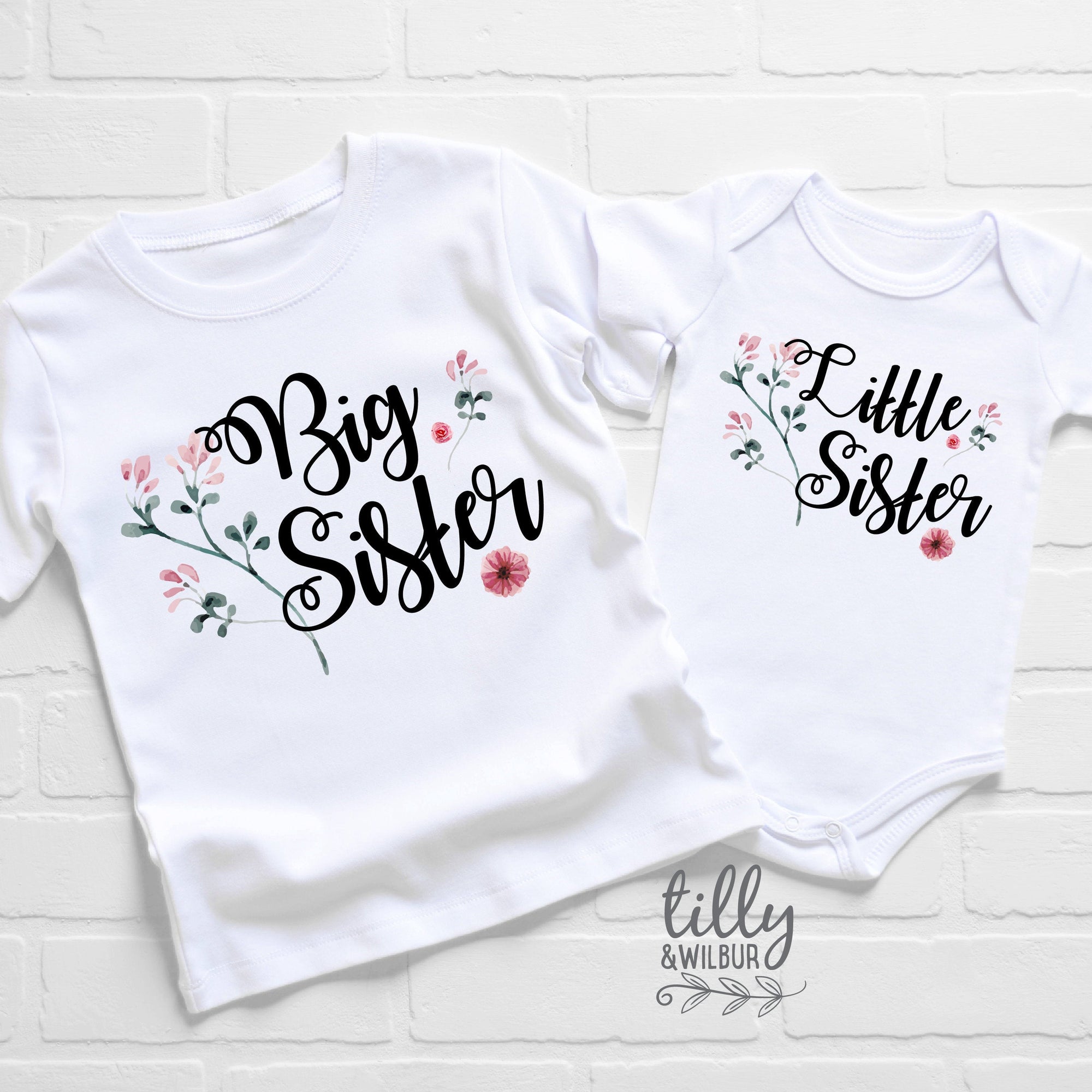 Big Sister Little Sister Set, Matching Sister Outfits, Matchy Matchy Sibling T-Shirts, Big Sister Shirt, Little Sister Bodysuit, New Baby