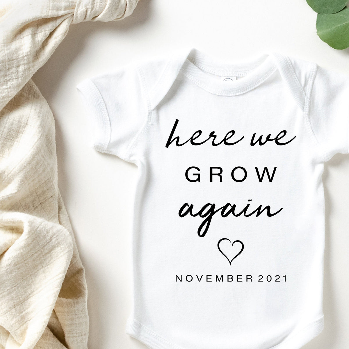 Here We Grow Again Personalised Baby Bodysuit, Pregnancy Announcement Bodysuit, Personalised Pregnancy Announcement, Baby Reveal, Pregnant