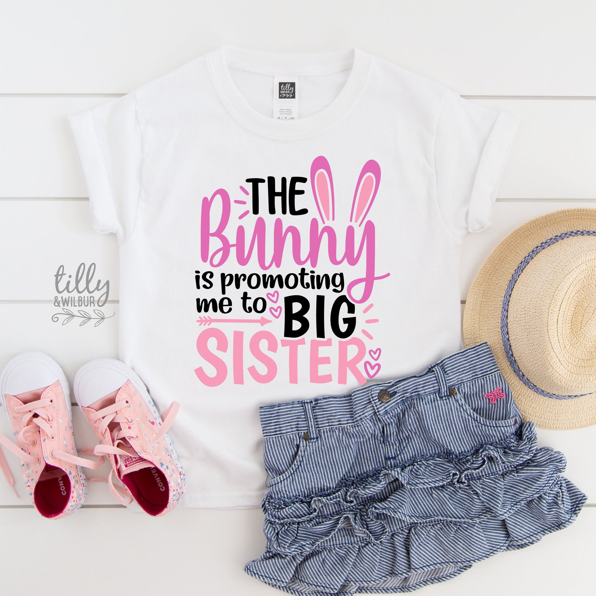The Bunny Is Promoting Me To Big Sister T-Shirt, Easter Pregnancy Announcement T-Shirt, Easter T-Shirt, Girls Easter Gift, Easter T-Shirt