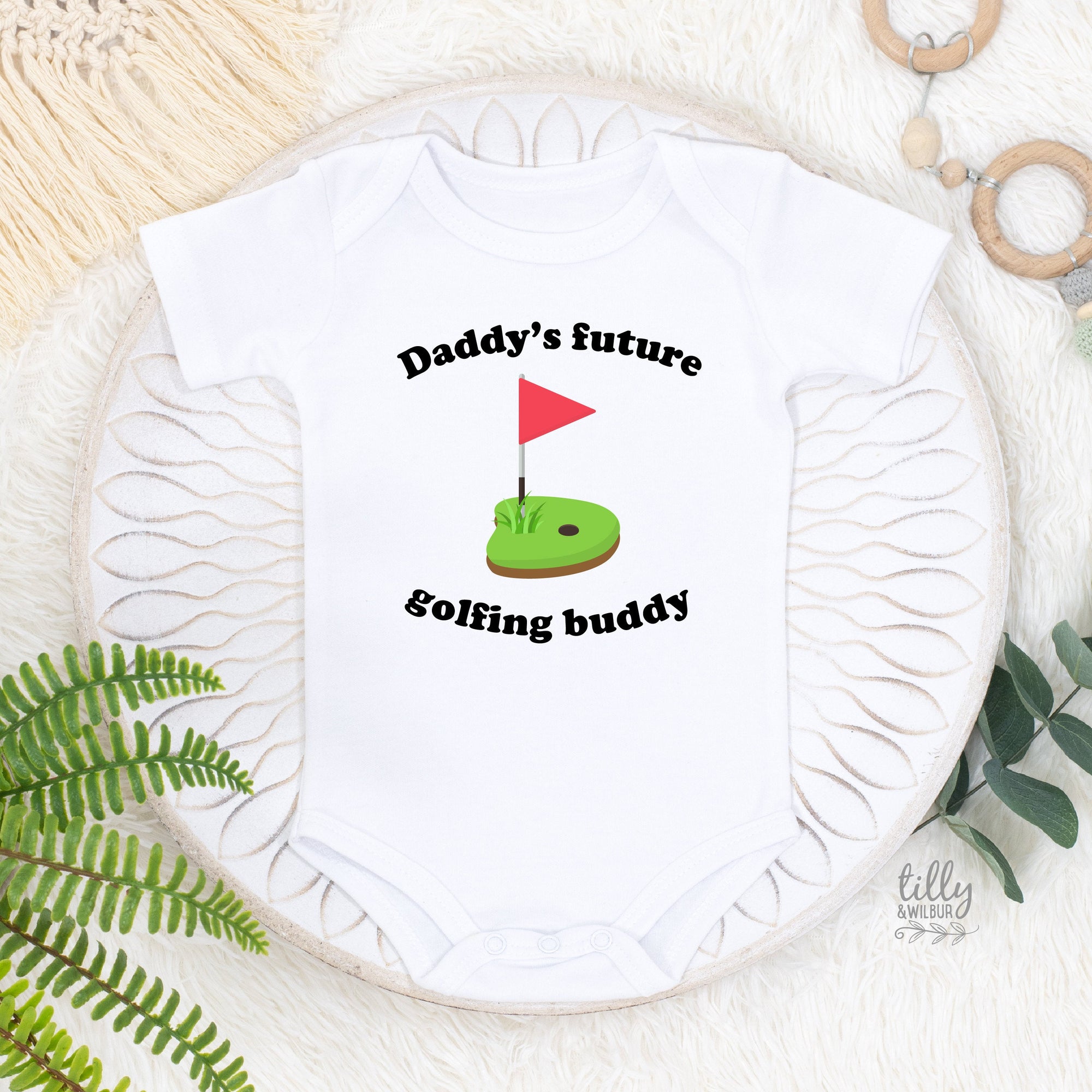 Daddy&#39;s Future Golfing Buddy Bodysuit, Future Golfer Baby Romper, New Father Gift, Pregnancy Announcement Bodysuit, Baby Reveal, Golf Dad