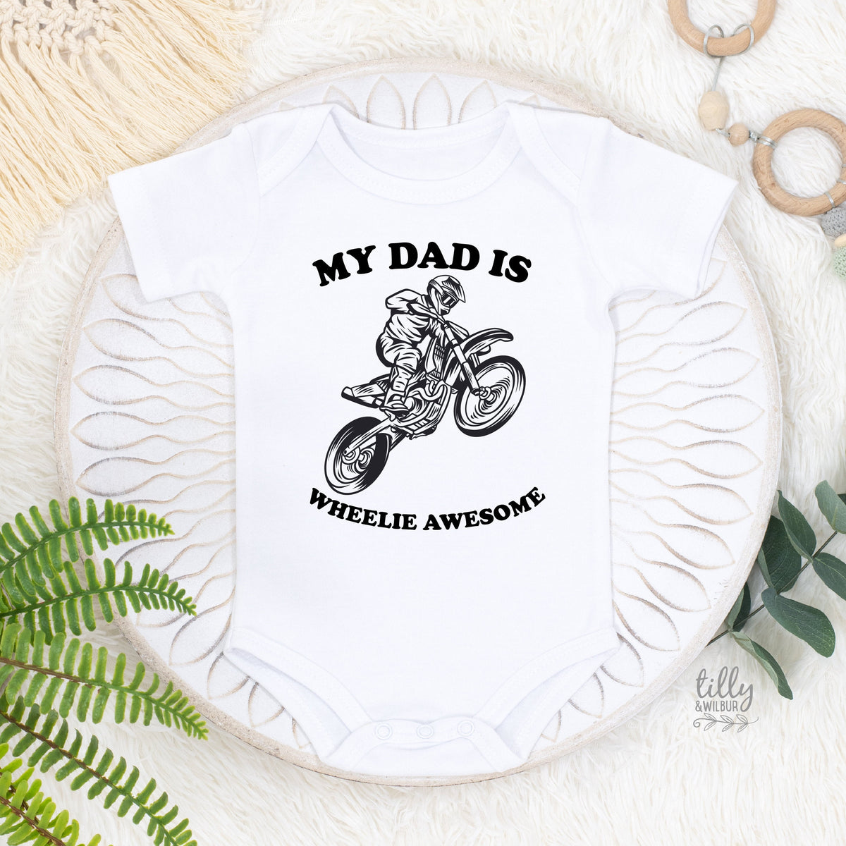 My Dad Is Wheelie Awesome Bodysuit, Father&amp;#39;s Day Bodysuit, Biker Dad, Motorbike Dad, Dirt Bike Dad, Father&amp;#39;s Day Outfit, First Father&amp;#39;s Day