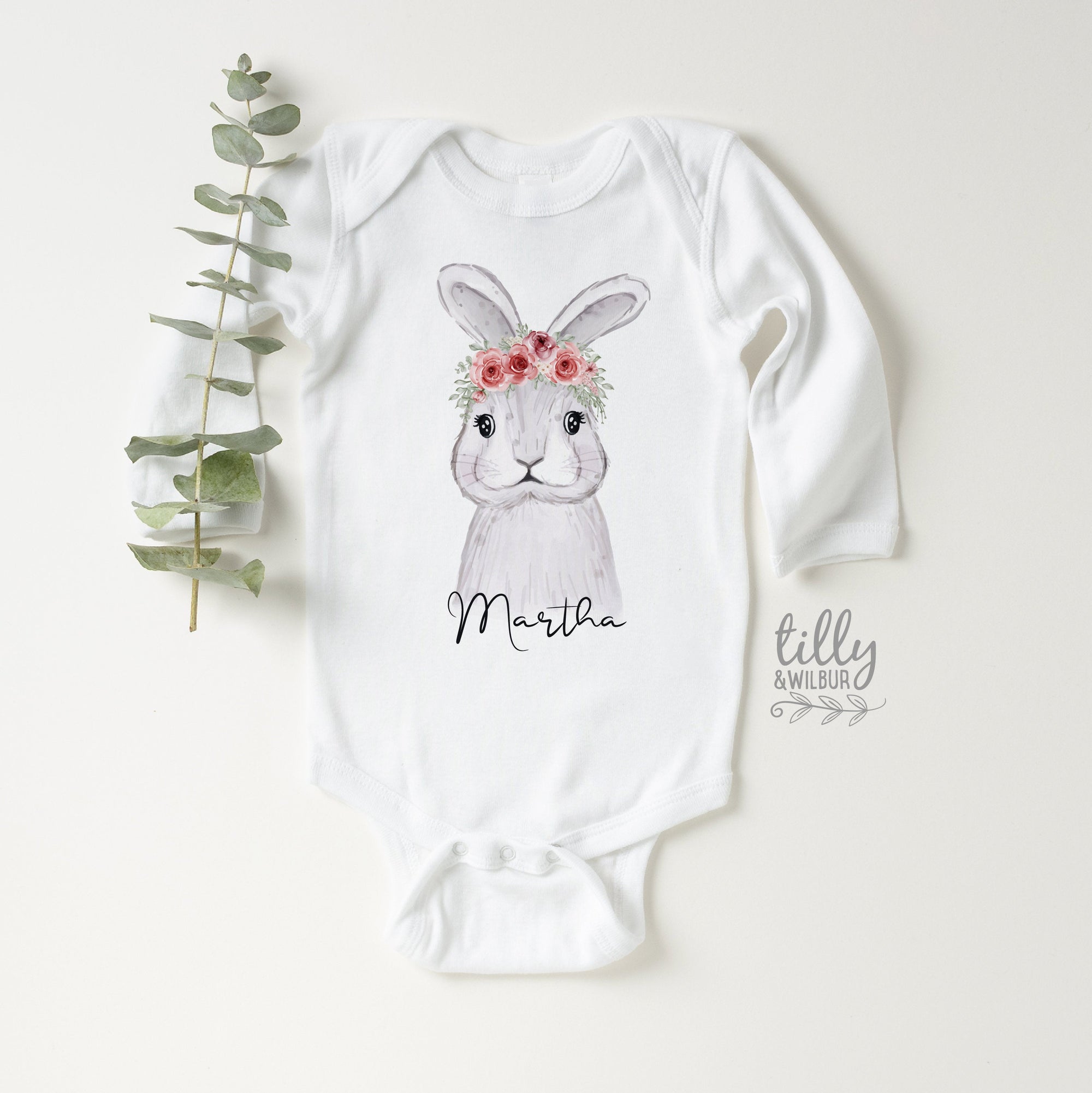 Personalised Easter Baby Bodysuit, Easter Baby Bodysuit, Newborn Easter Gift, Easter Outfit, Baby Easter Gift, Bunny Rabbit, Watercolour