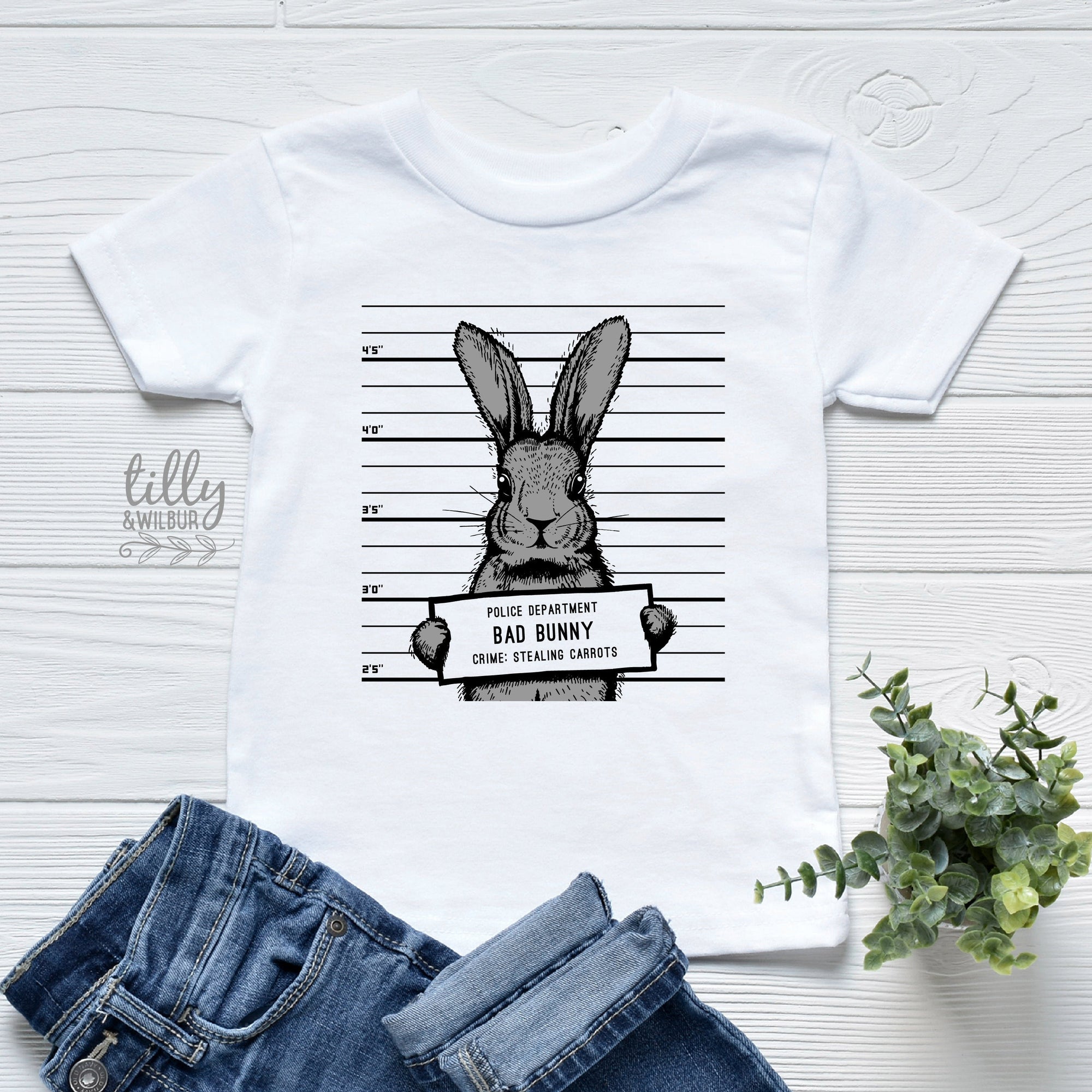 Bad Bunny Mug Shot, Crime: Stealing Carrots! Easter T-Shirt, Rabbit T-Shirt, Funny Easter Gift, Hip Hop Easter Clothing, Bad Bunny T-Shirt