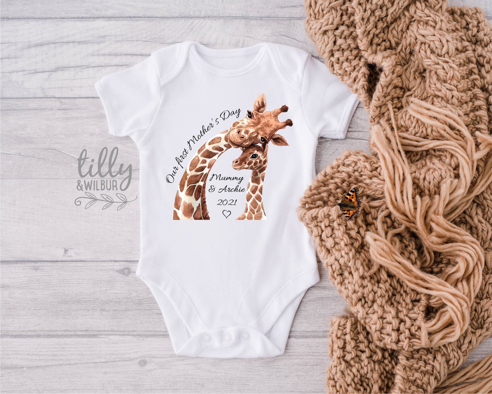 Personalised Our First Mother&#39;s Day 2021 Baby Bodysuit, Our 1st Mother&#39;s Day Baby Bodysuit, Mother&#39;s Day, Mothers Day Gift, Mummy I Love You