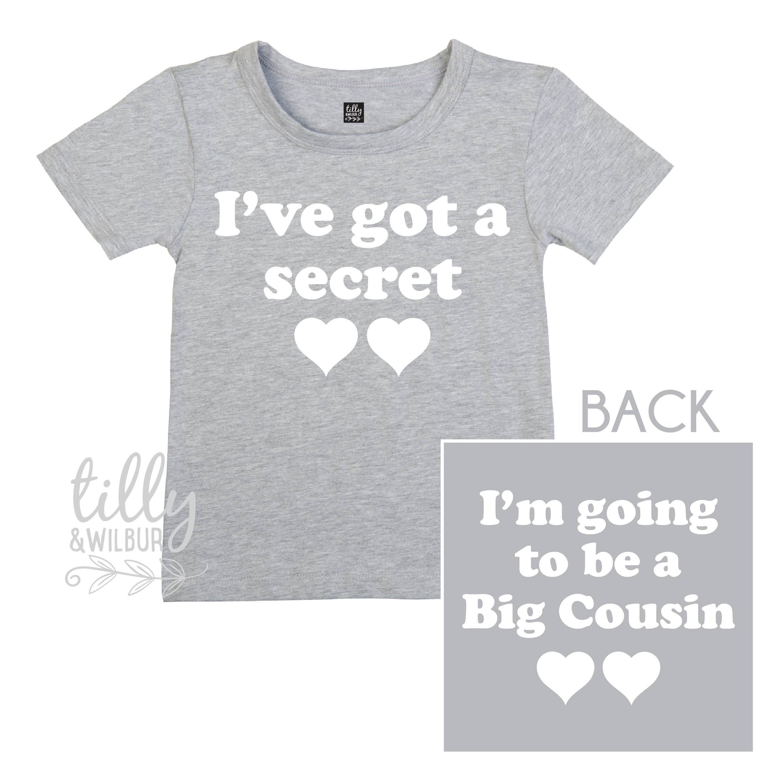 I've Got A Secret, I'm Going To Be A Big Cousin T-Shirt for Girls, Front And Back Design, Big Cousin Shirt, Pregnancy Announcement, Big Cuz