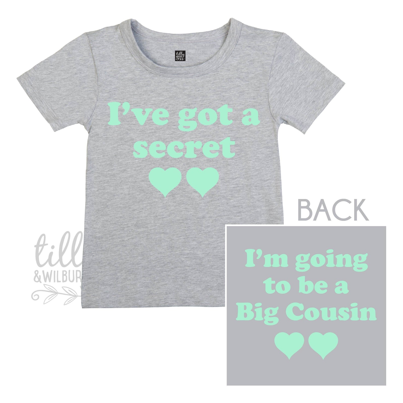 I've Got A Secret, I'm Going To Be A Big Cousin T-Shirt for Girls, Front And Back Design, Big Cousin Shirt, Pregnancy Announcement, Big Cuz