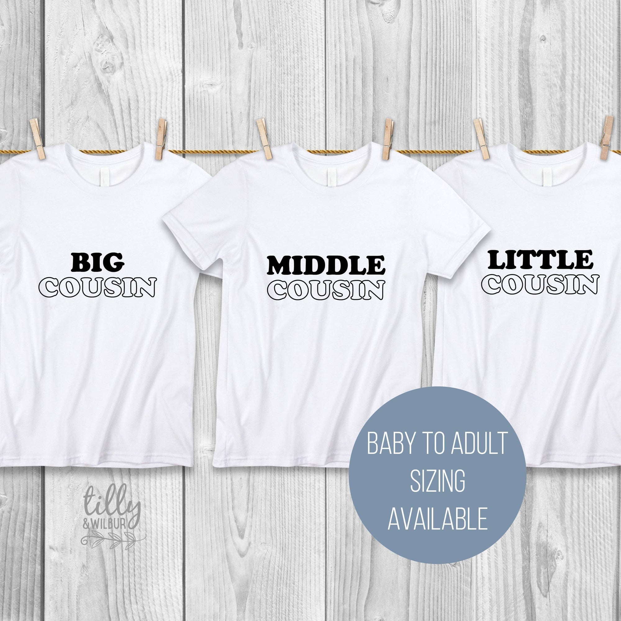 Matching Cousin T-Shirt Set, Big Cousin Middle Cousin Little Cousin, Big Cuz, Pregnancy Announcement, Reveal Outfits, Matching Cousins