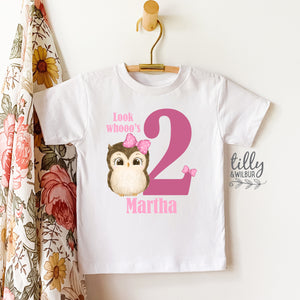 Look Whooo&#39;s Two Birthday T-Shirt, Two Wild Girls Birthday T-Shirt, Two Wild Birthday, 2 Year Old Girl, Personalised 2nd Birthday T-Shirt