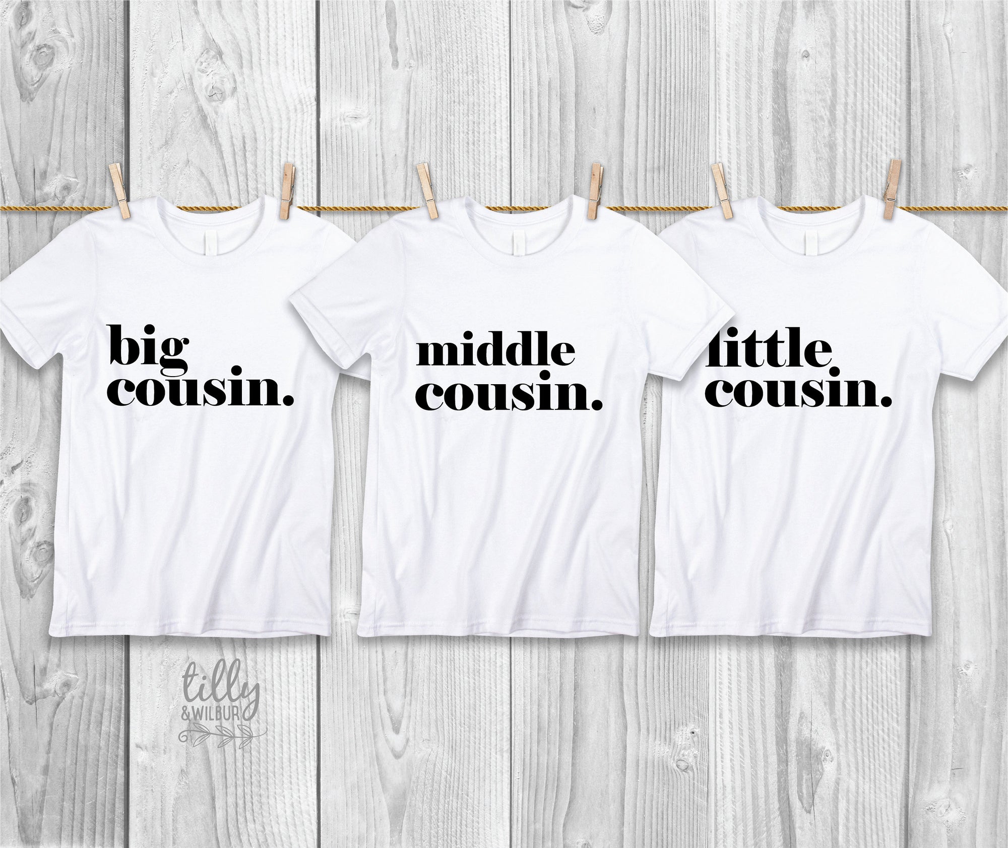 Big Cuz Middle Cuz Little Cuz Cousin T-Shirt Bodysuit Set For Girls And Boys, Big Cousin Middle Cousin Little Cousin, Pregnancy Announcement