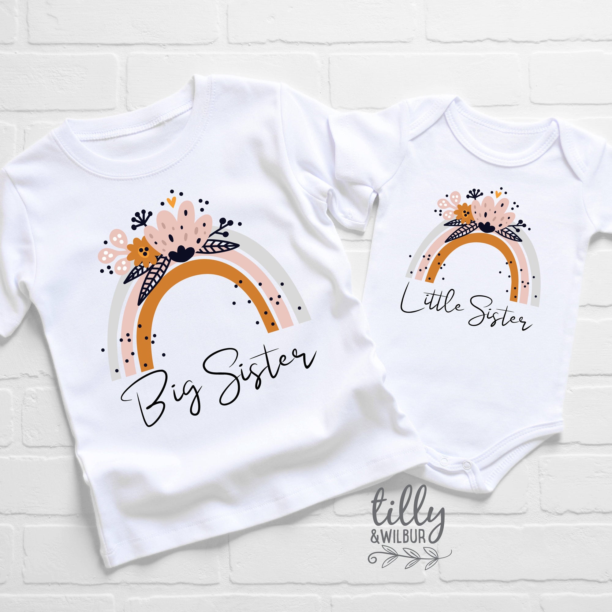 Big Sister Little Sister Set, Matching Sister Outfits, Rainbow Baby, Sibling T-Shirts, Big Sister Shirt, Little Sister Bodysuit, New Baby
