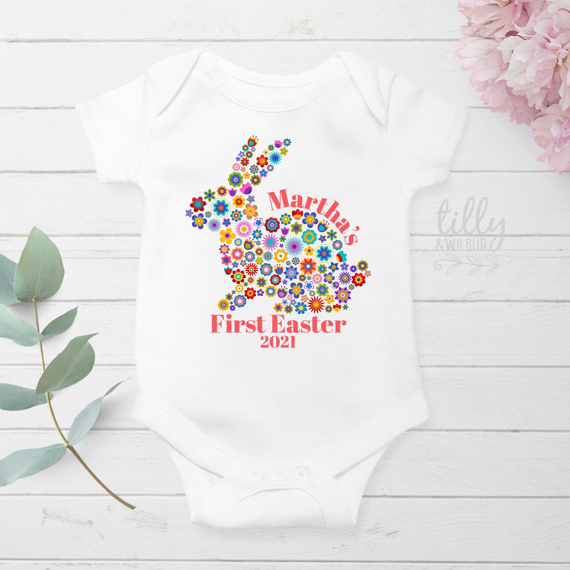 Personalised 1st Easter Baby Bodysuit, First Easter Baby Bodysuit, Newborn Easter Gift, 1st Easter Outfit, Baby&#39;s 1st Easter, Bunny Rabbit